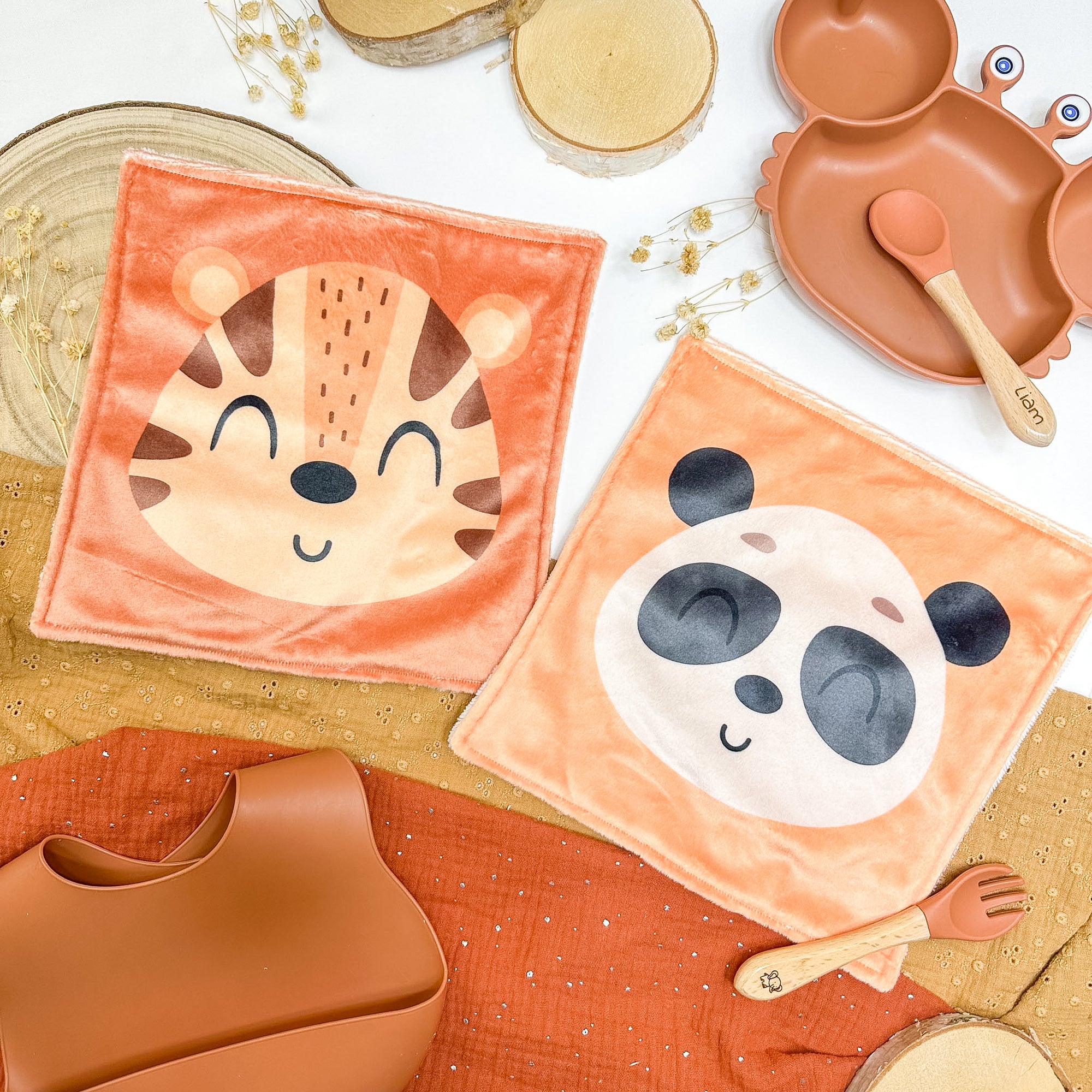 Serviette de table enfant lavable – Jungle de câlins - Lot De 2