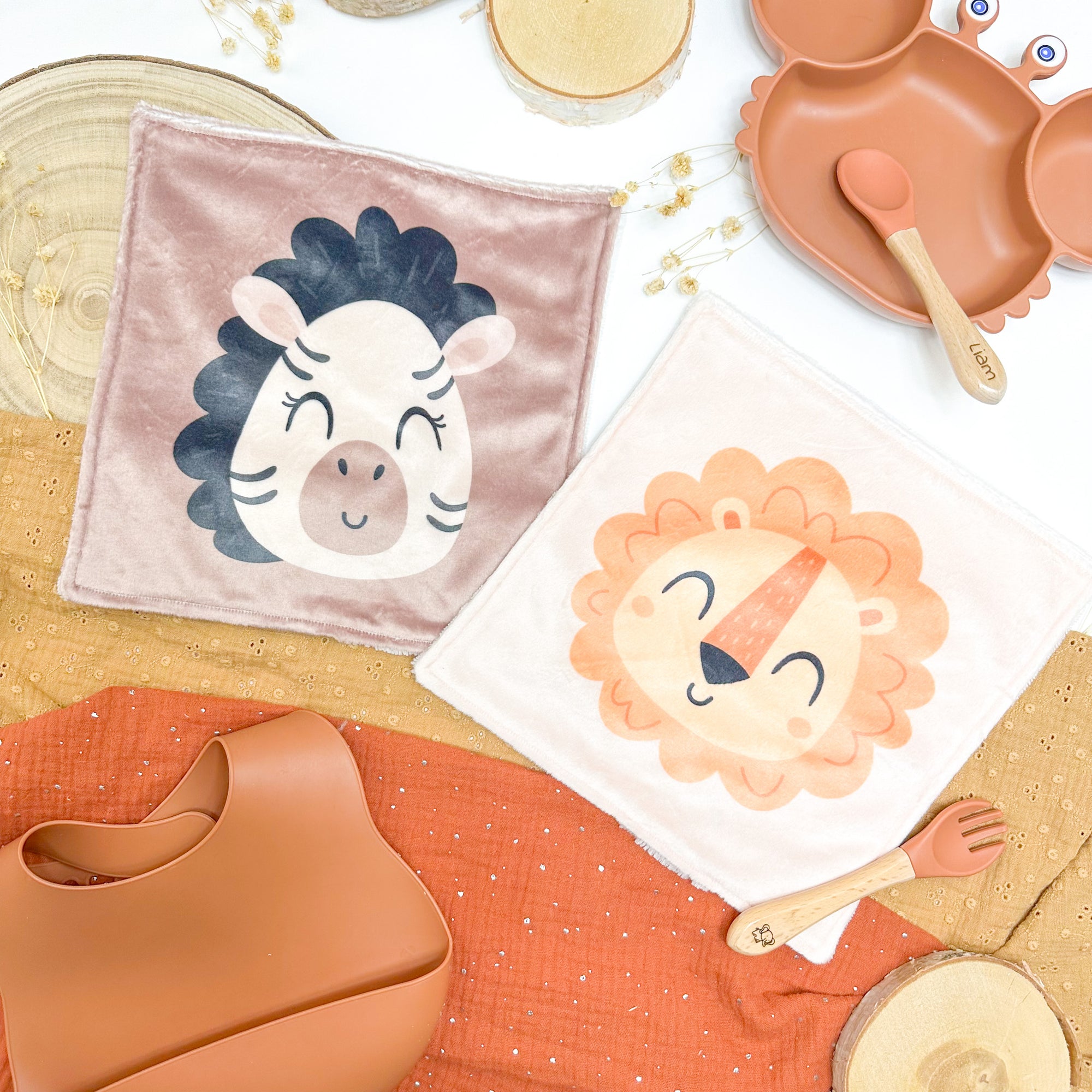 Serviette de table enfant lavable – Jungle de câlins - Lot De 2
