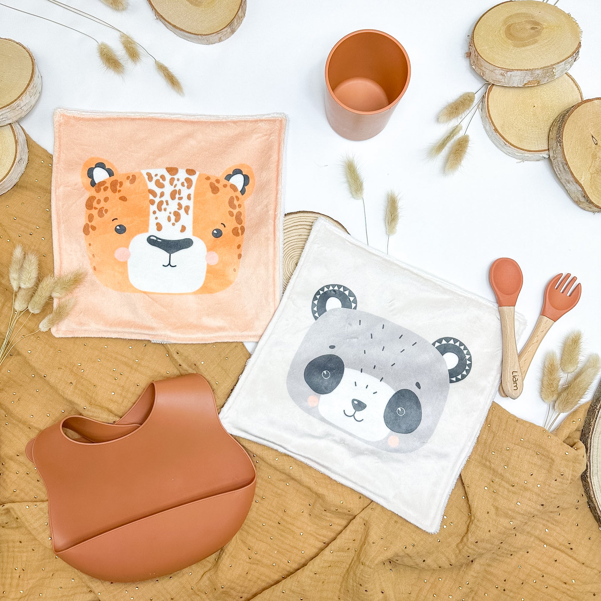 Serviette de table enfant lavable – Petits Compagnons Scandinaves - Lot De 2