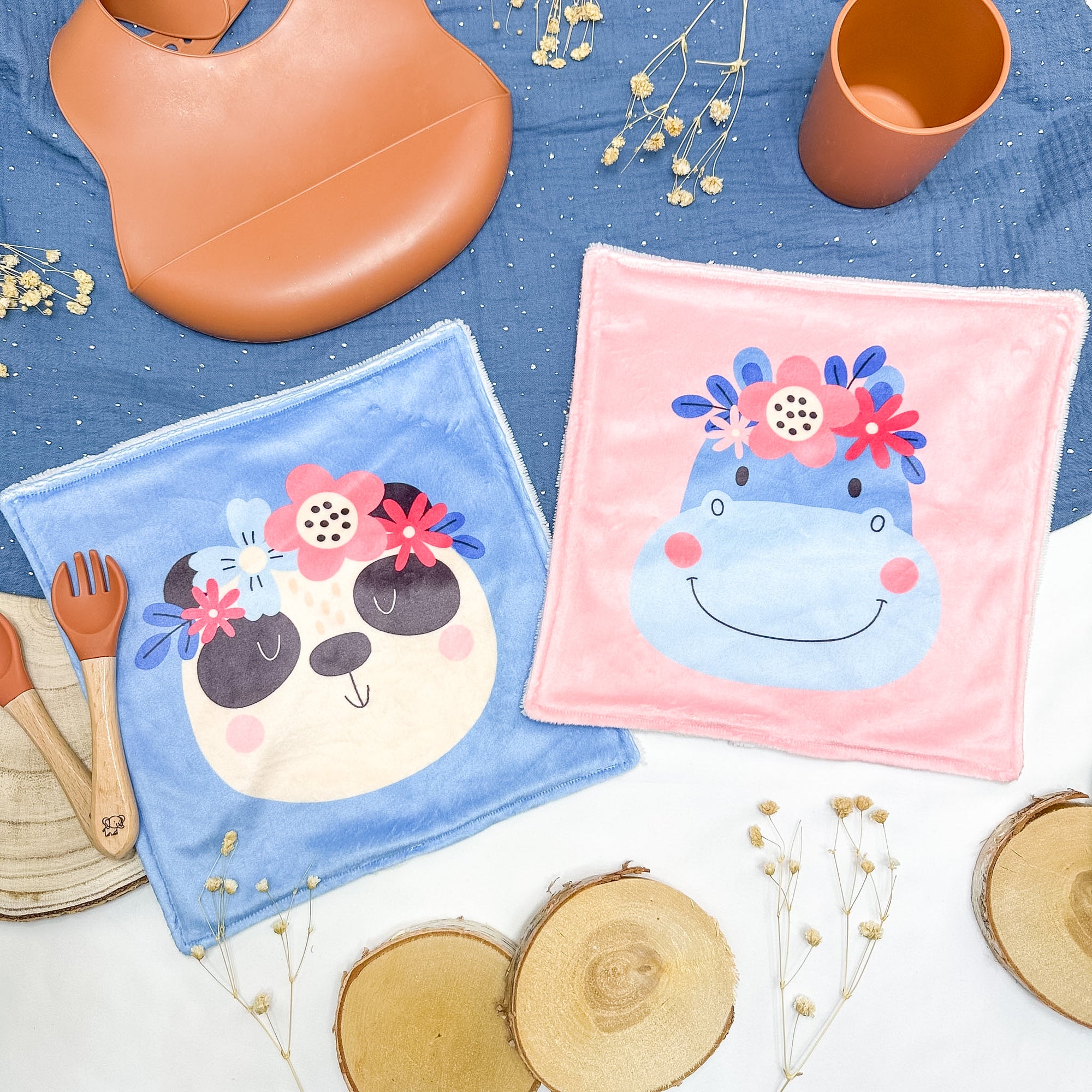 Serviette de table enfant lavable – Les Petits Fleuris - Lot De 2