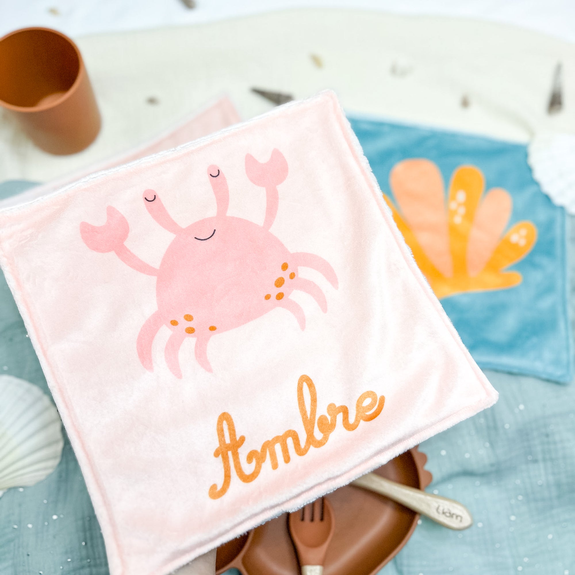 Serviette de table enfant lavable – Petits Flots d’Amour - Lot De 2
