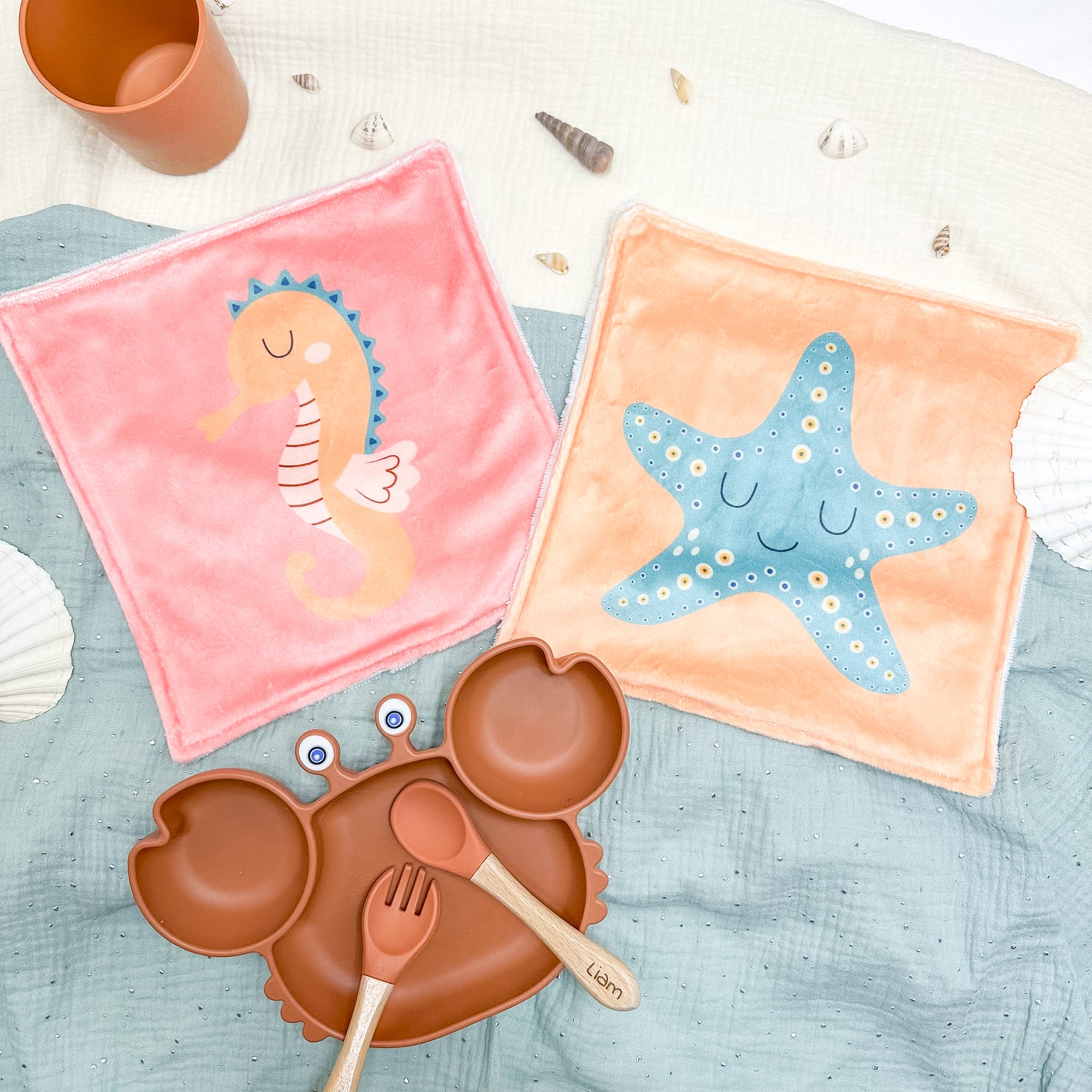 Serviette de table enfant lavable – Petits Flots d’Amour - Lot De 2