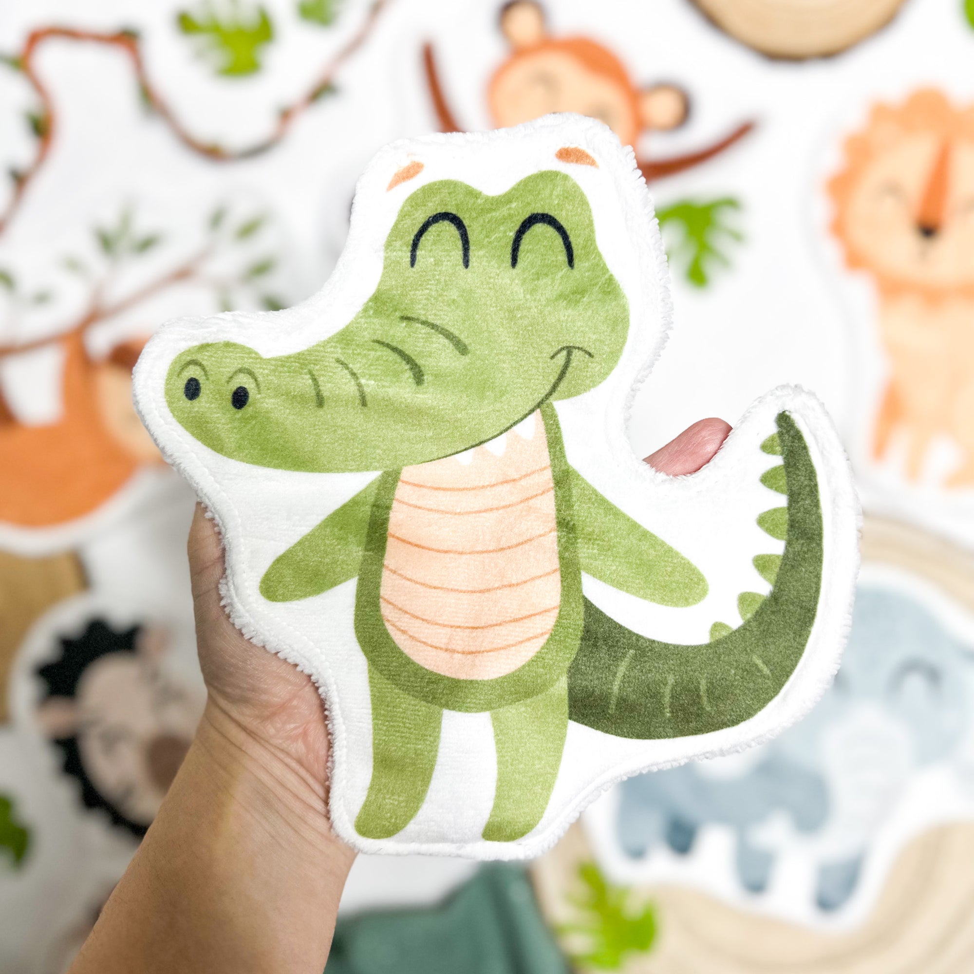 Coton lavable bébé XXL – crocodile – coton réutilisable et ultra doux