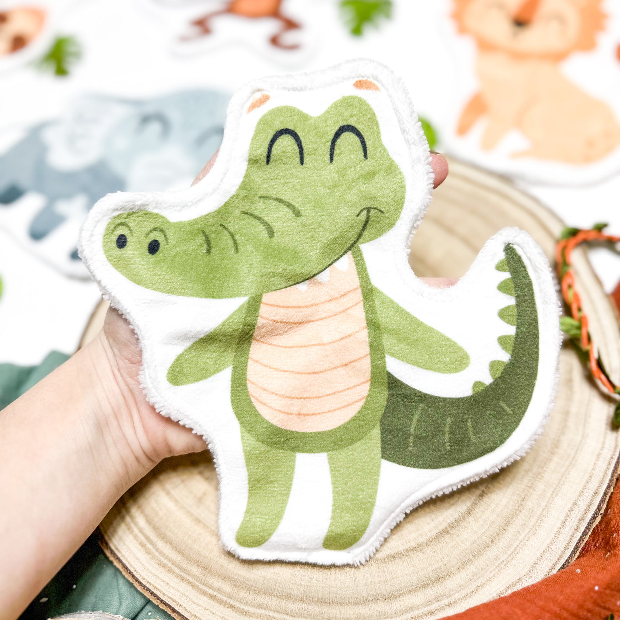 Coton lavable bébé XXL – crocodile – coton réutilisable et ultra doux