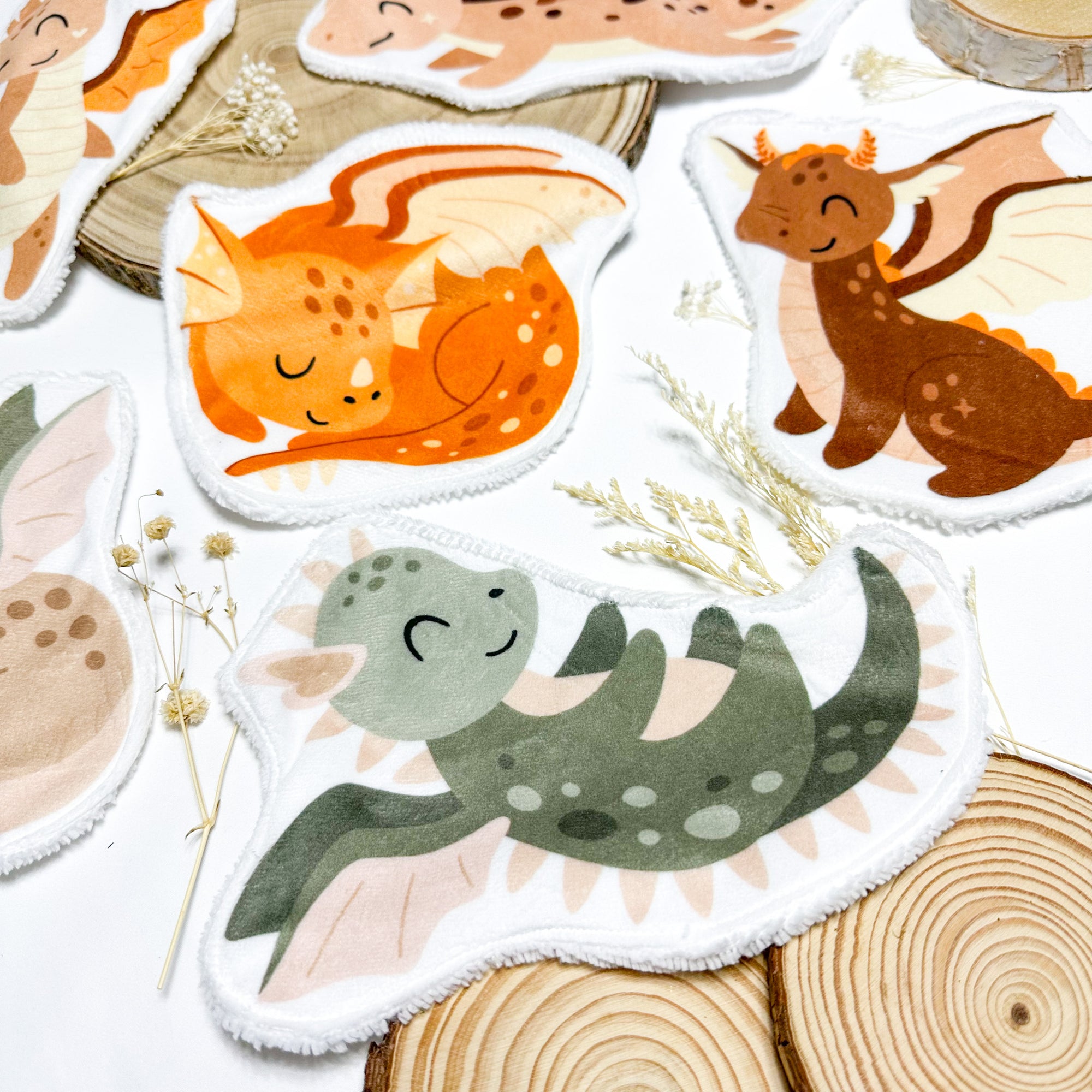 Coton lavable bébé XXL – dragon – coton réutilisable et ultra doux