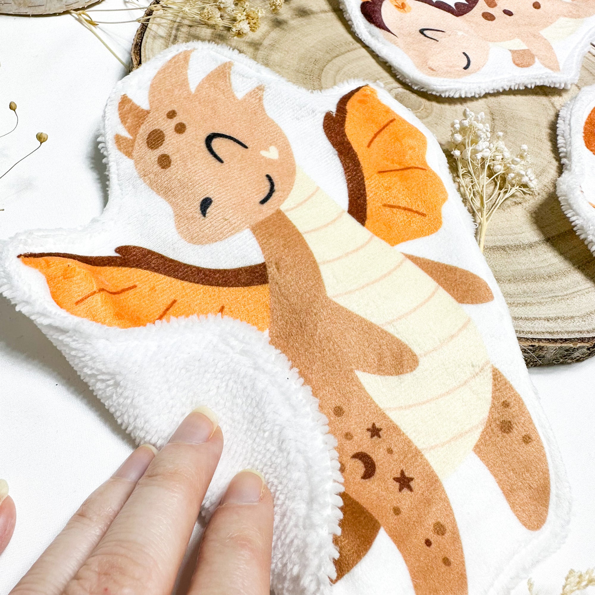 Coton lavable bébé XXL – dragon – coton réutilisable et ultra doux