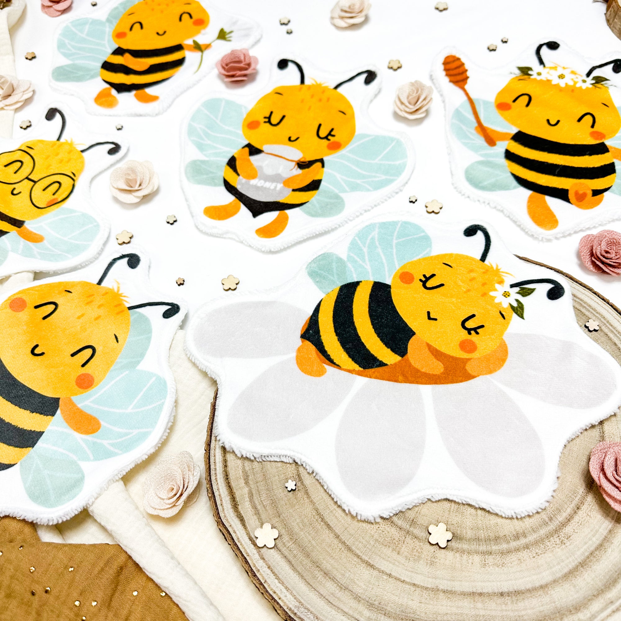 Coton lavable bébé XXL – abeille – coton réutilisable et ultra doux