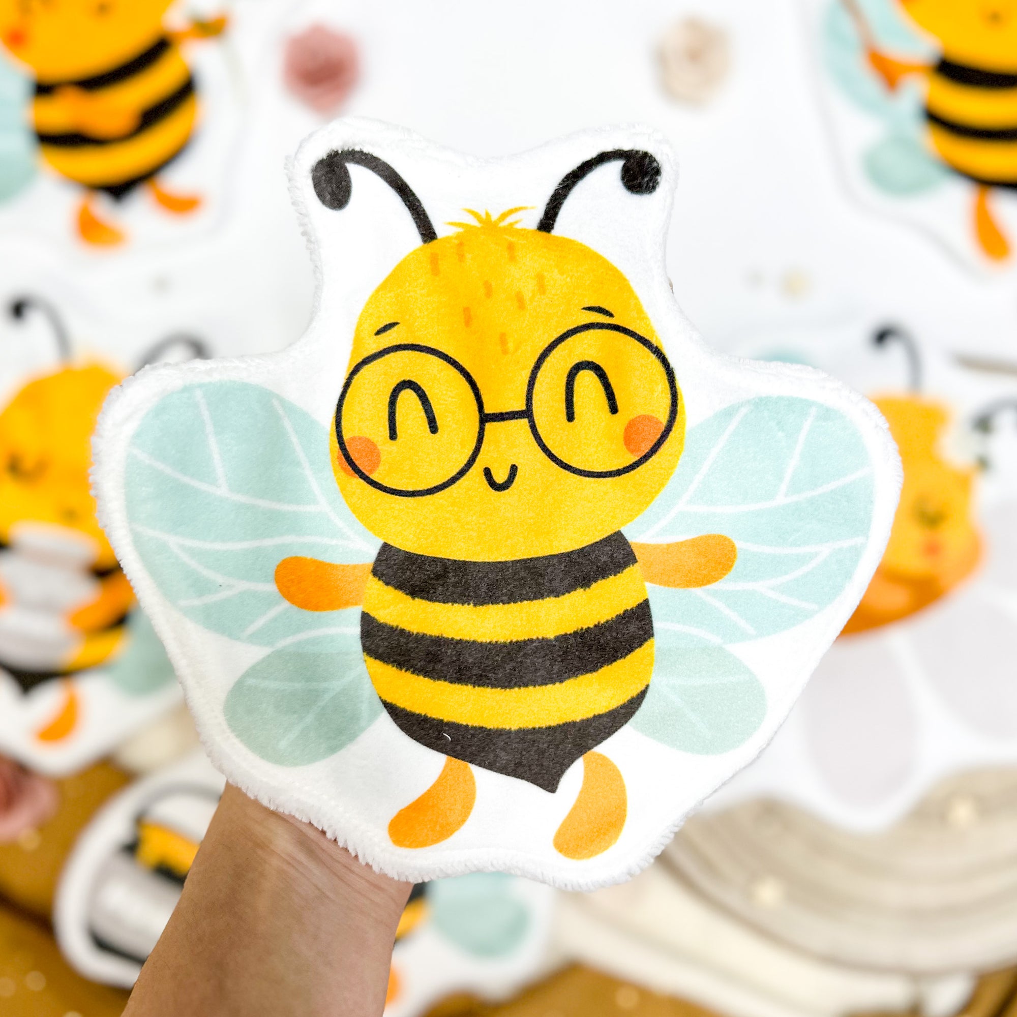 Coton lavable bébé XXL – abeille – coton réutilisable et ultra doux