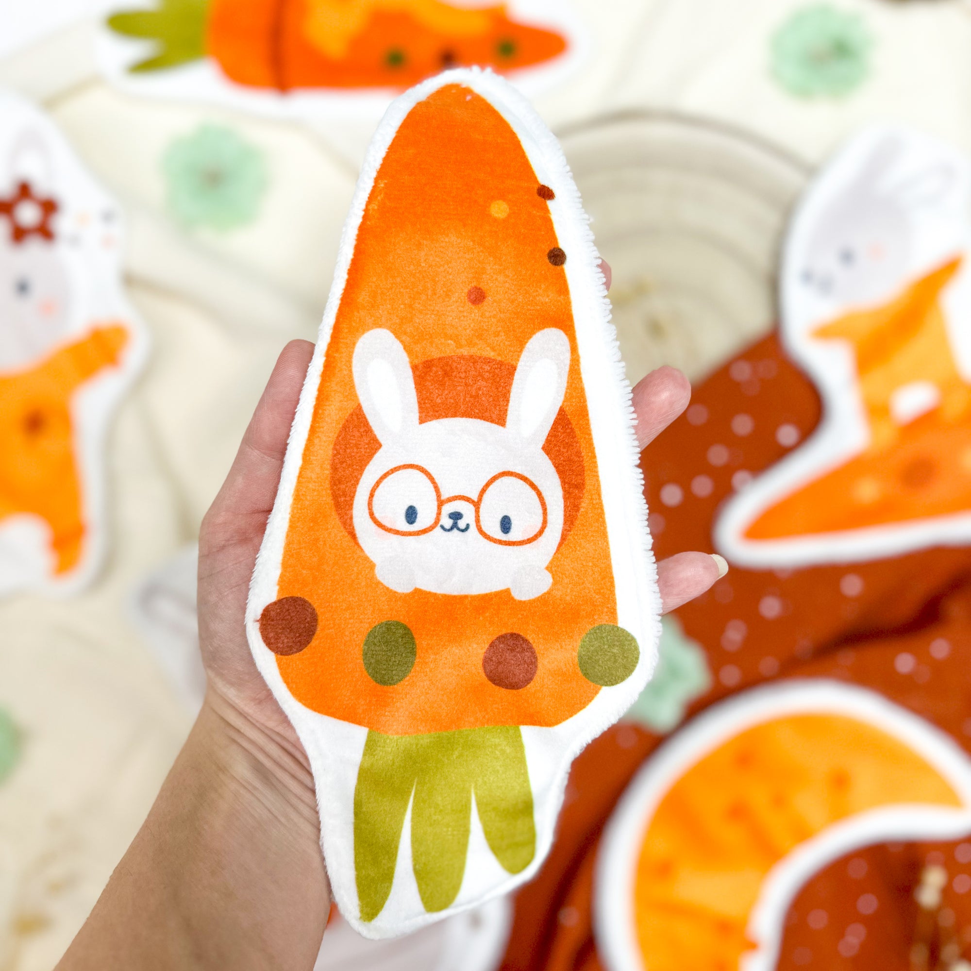 Coton lavable bébé XXL – lapin et carotte  – coton réutilisable et ultra doux