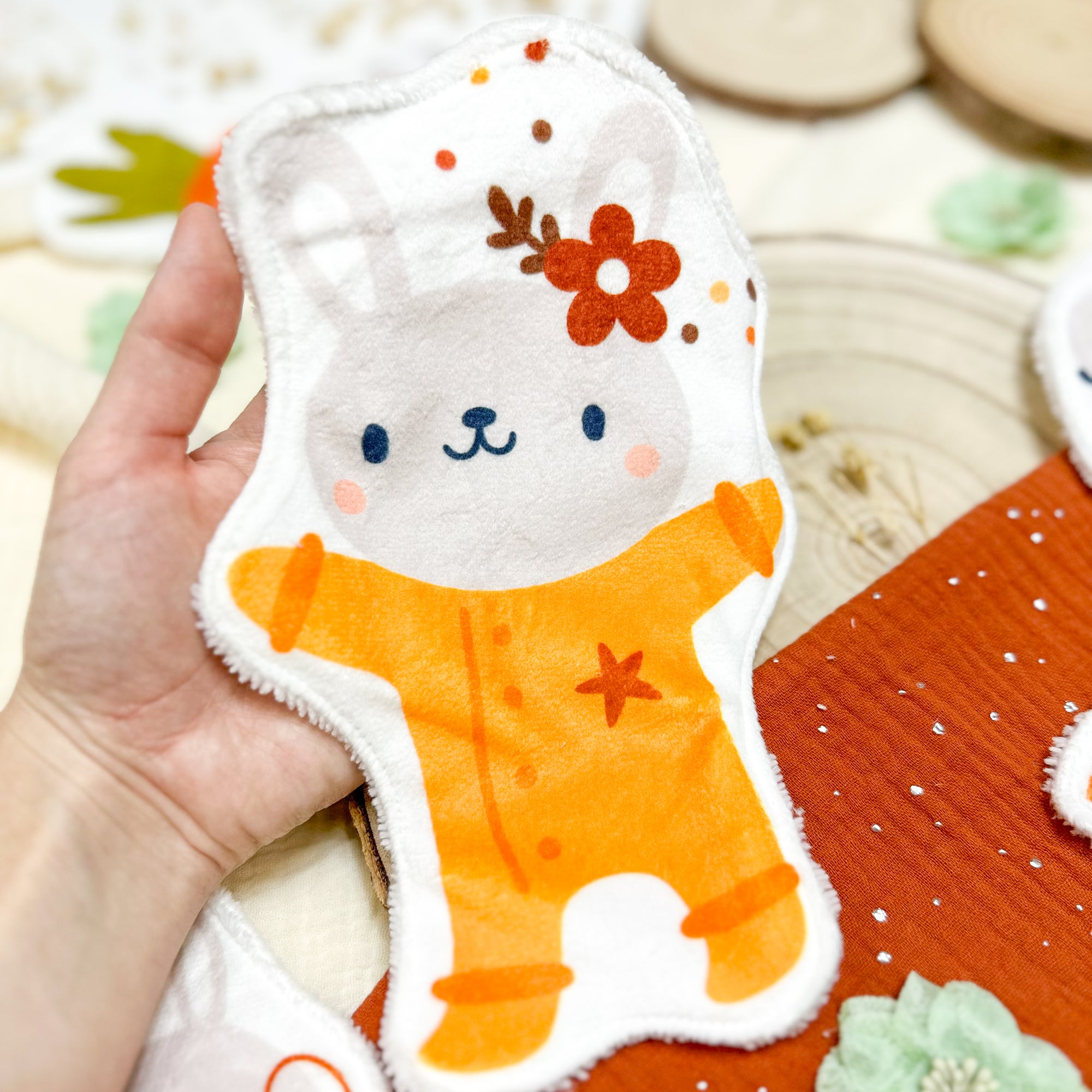 Coton lavable bébé XXL – lapin – coton réutilisable et ultra doux