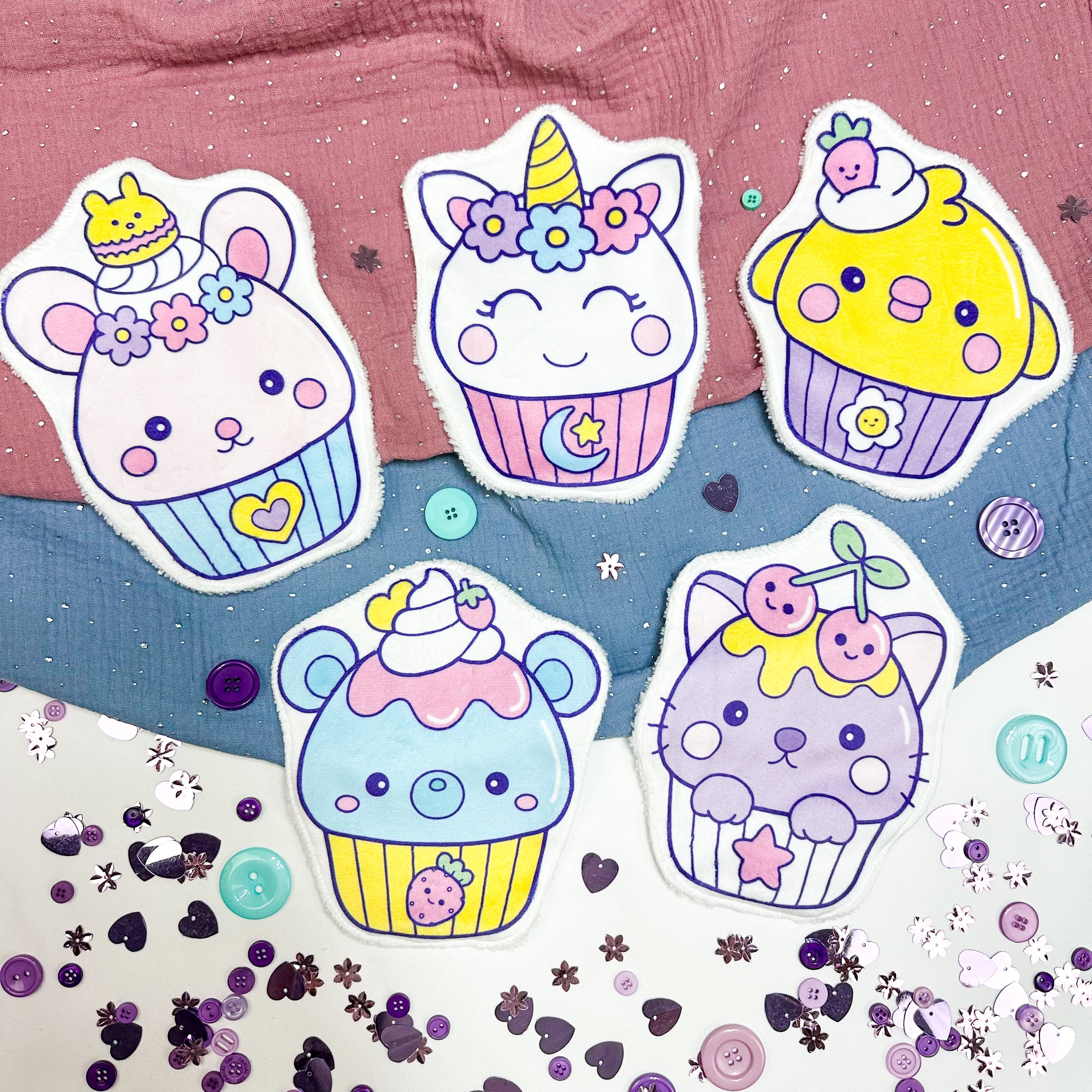 Coton lavable bébé XXL – muffin kawaii – coton réutilisable et ultra doux