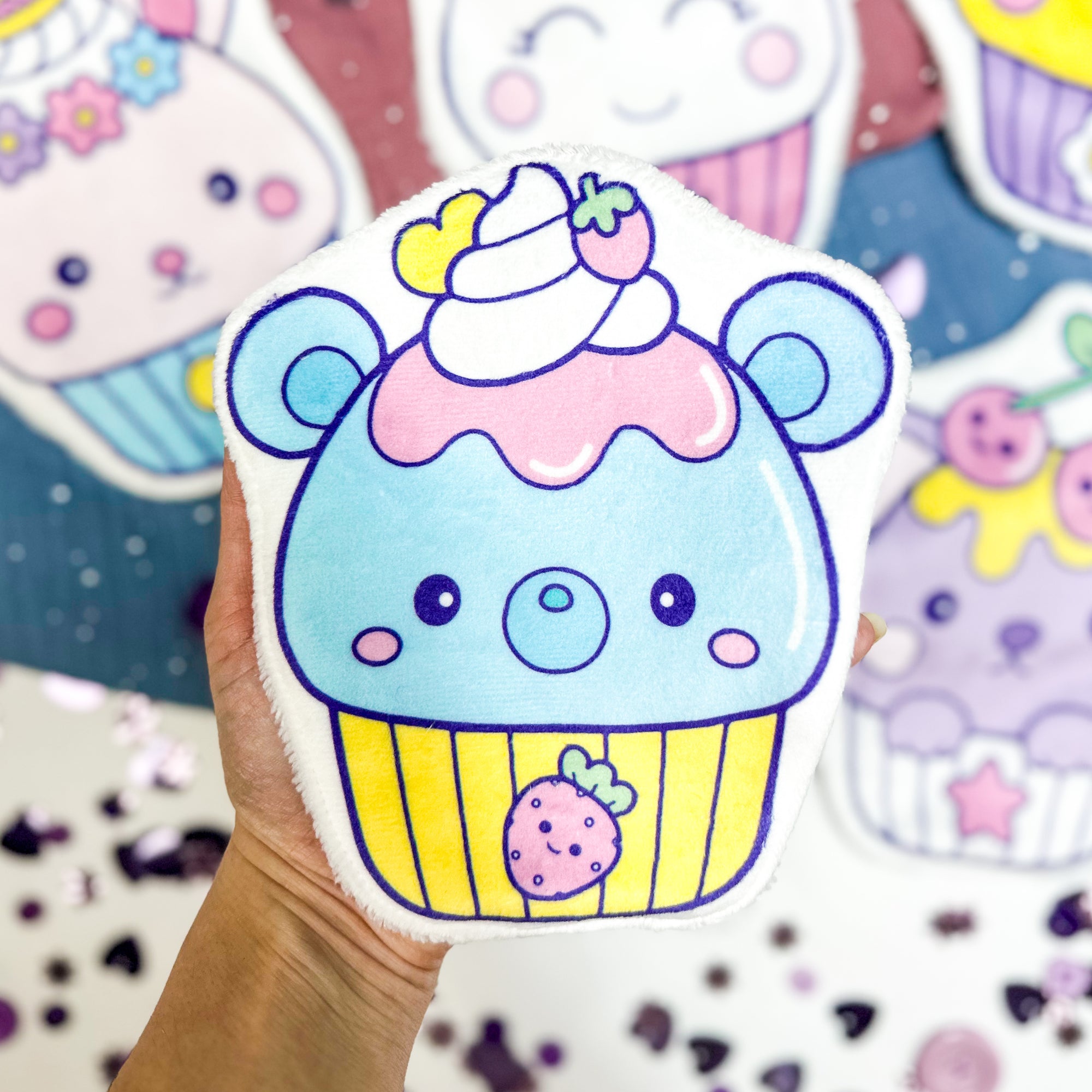 Coton lavable bébé XXL – muffin kawaii ours – coton réutilisable et ultra doux