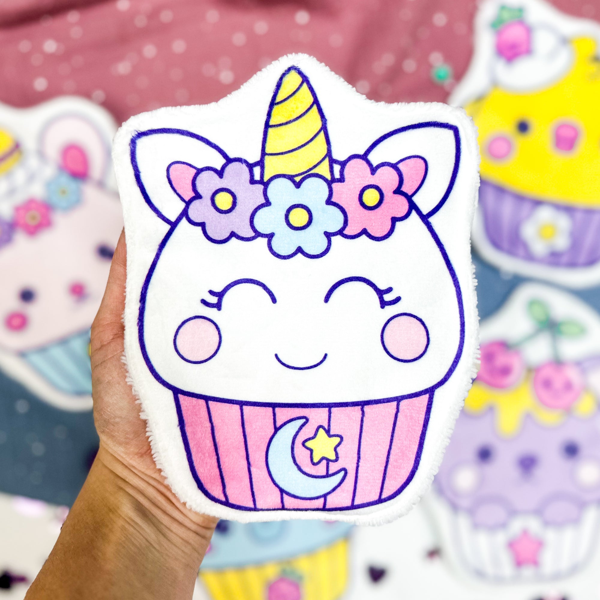 Coton lavable bébé XXL – muffin kawaii licorne – coton réutilisable et ultra doux