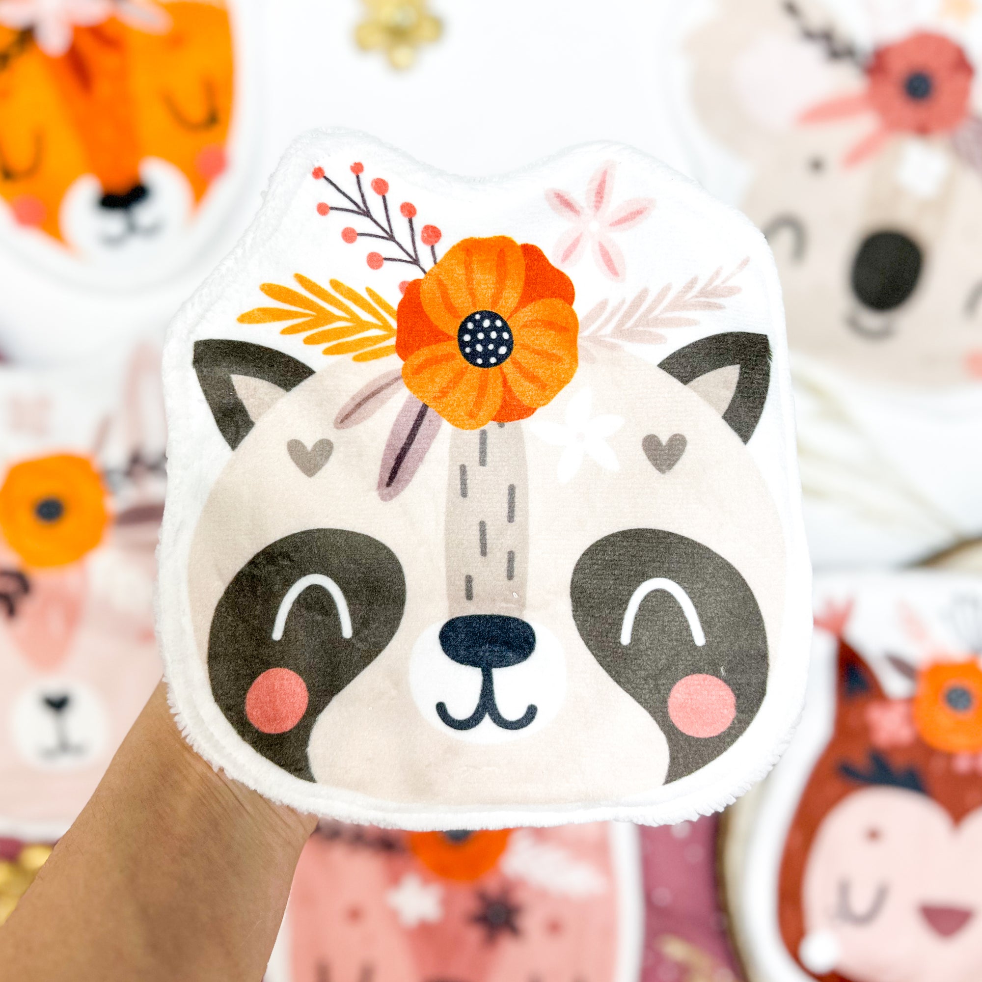 Coton lavable bébé XXL – panda avec fleurs – coton réutilisable et ultra doux