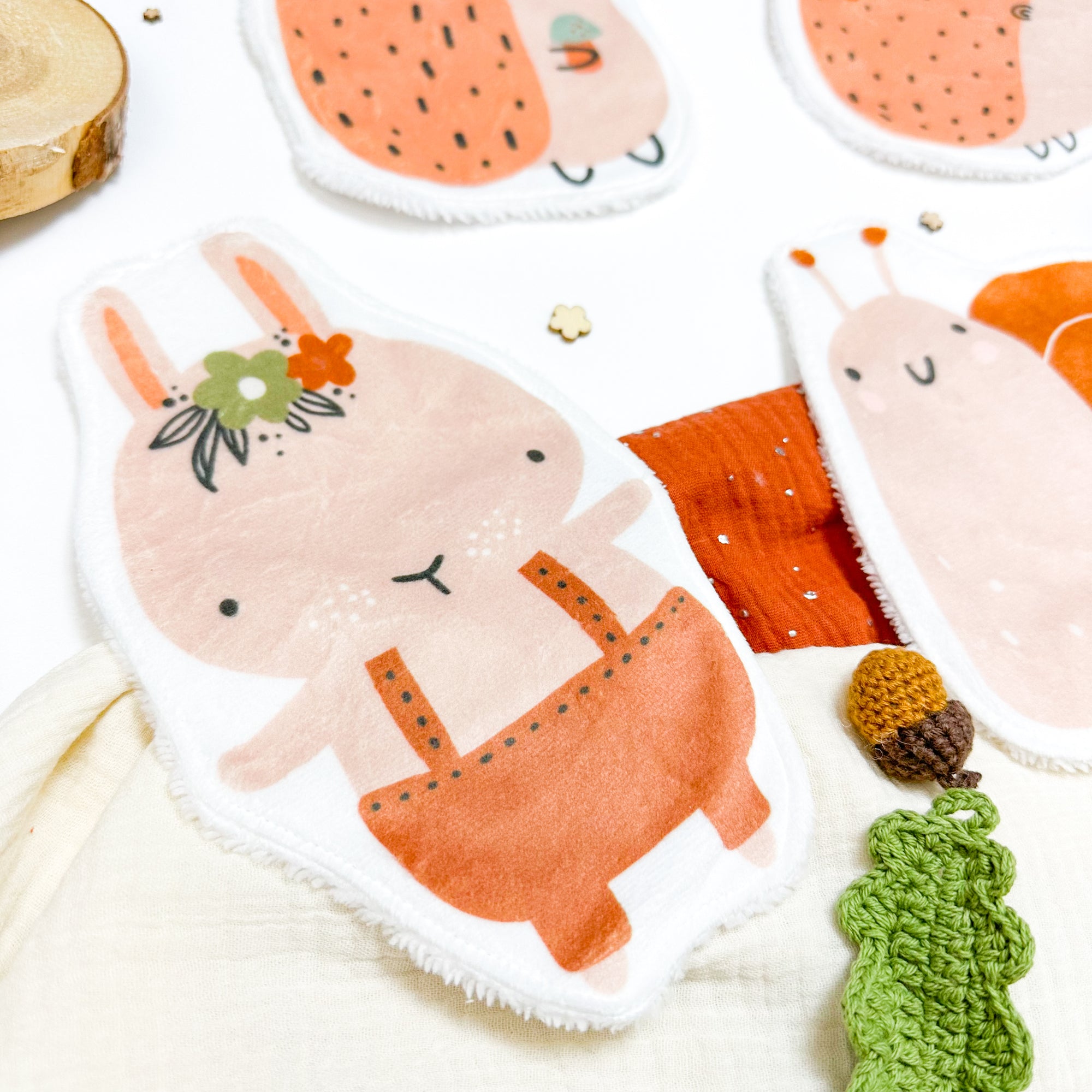 Coton lavable bébé XXL – lapin – coton réutilisable et ultra doux