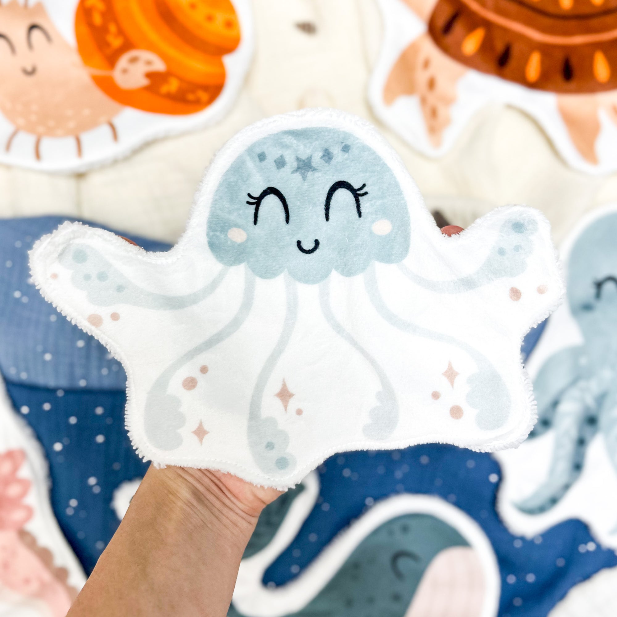 Coton lavable bébé XXL – méduse – coton réutilisable et ultra doux