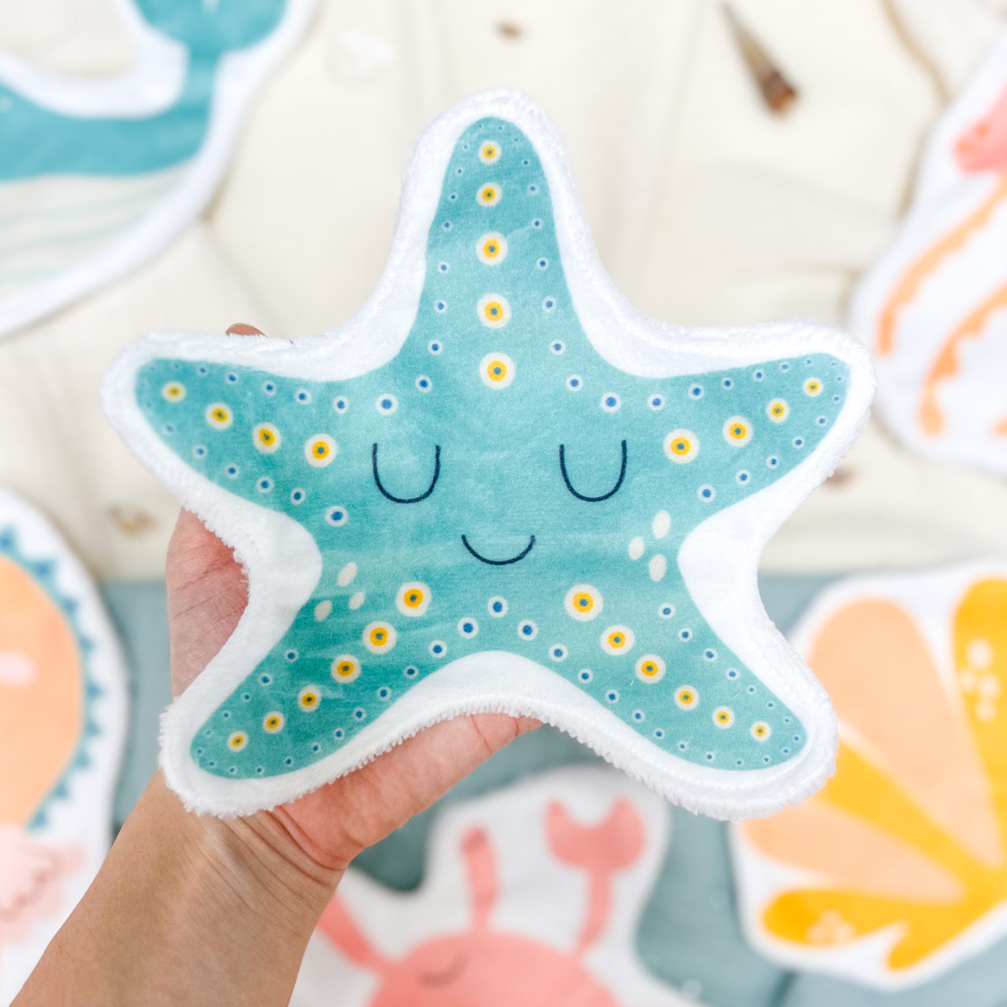 Coton lavable bĂ©bĂ© XXL â Ă©toile de mer â coton rĂ©utilisable et ultra doux