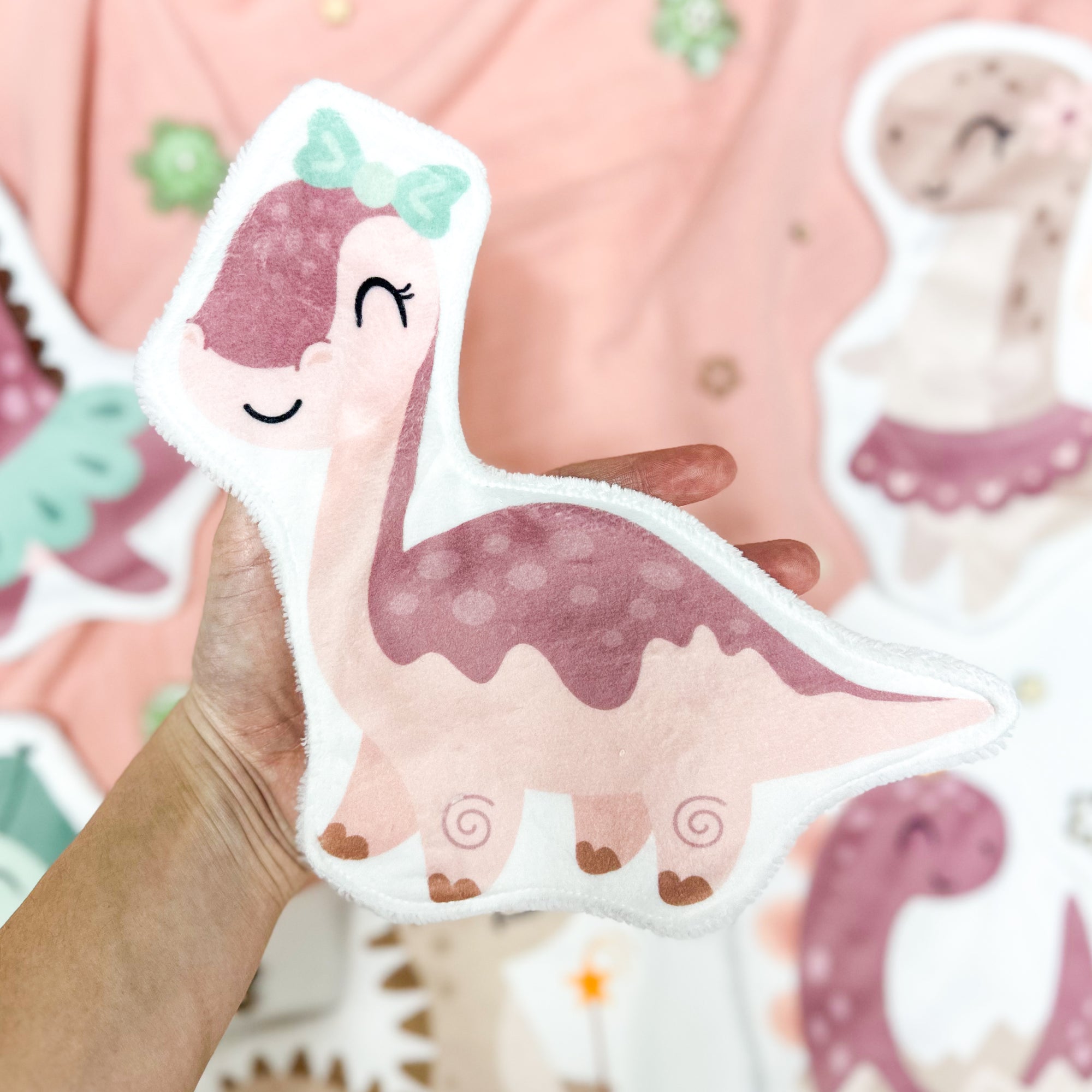 Coton lavable bĂ©bĂ© XXL â dinosaure rose  â coton rĂ©utilisable et ultra doux