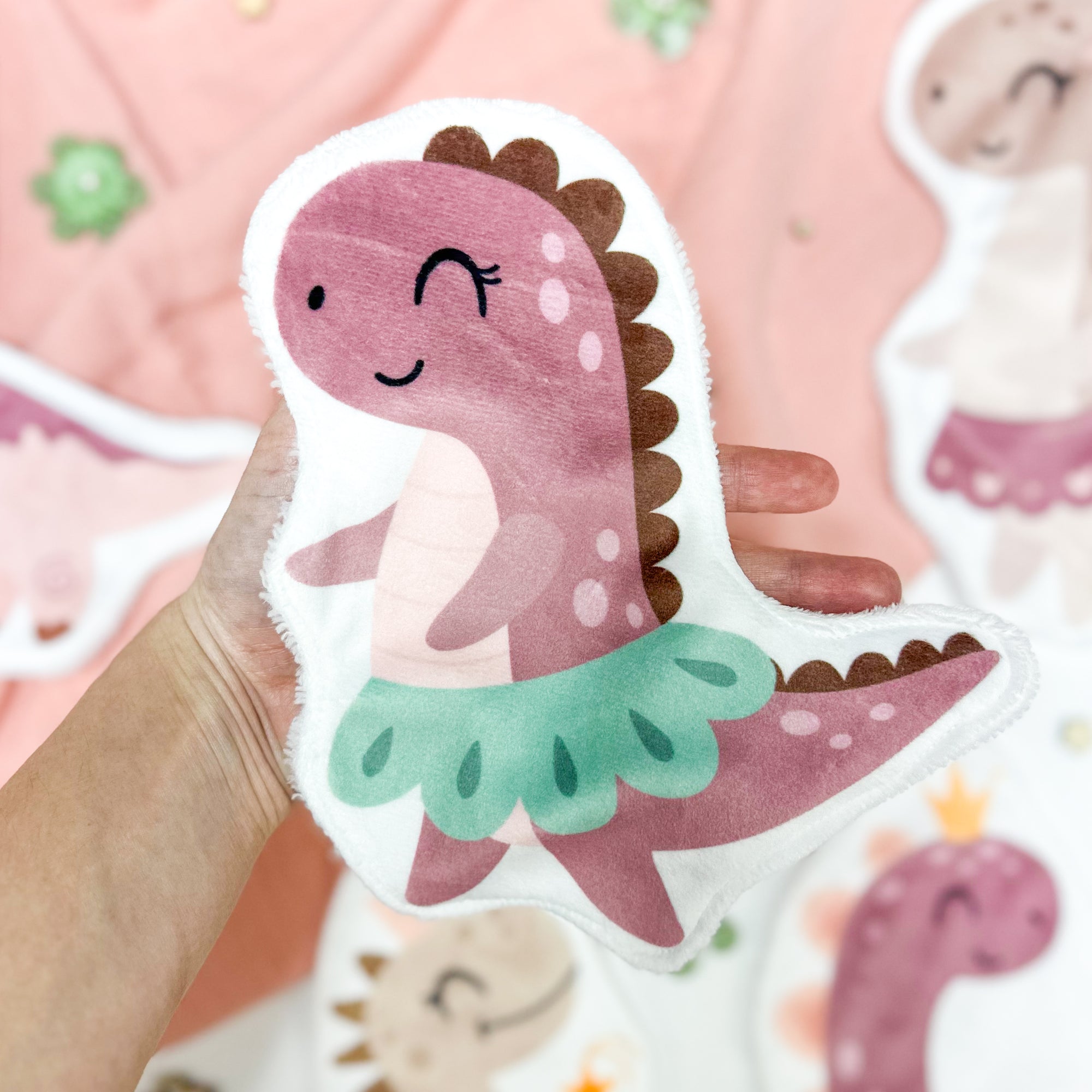 Coton lavable bébé XXL – dinosaure avec tutu – coton réutilisable et ultra doux