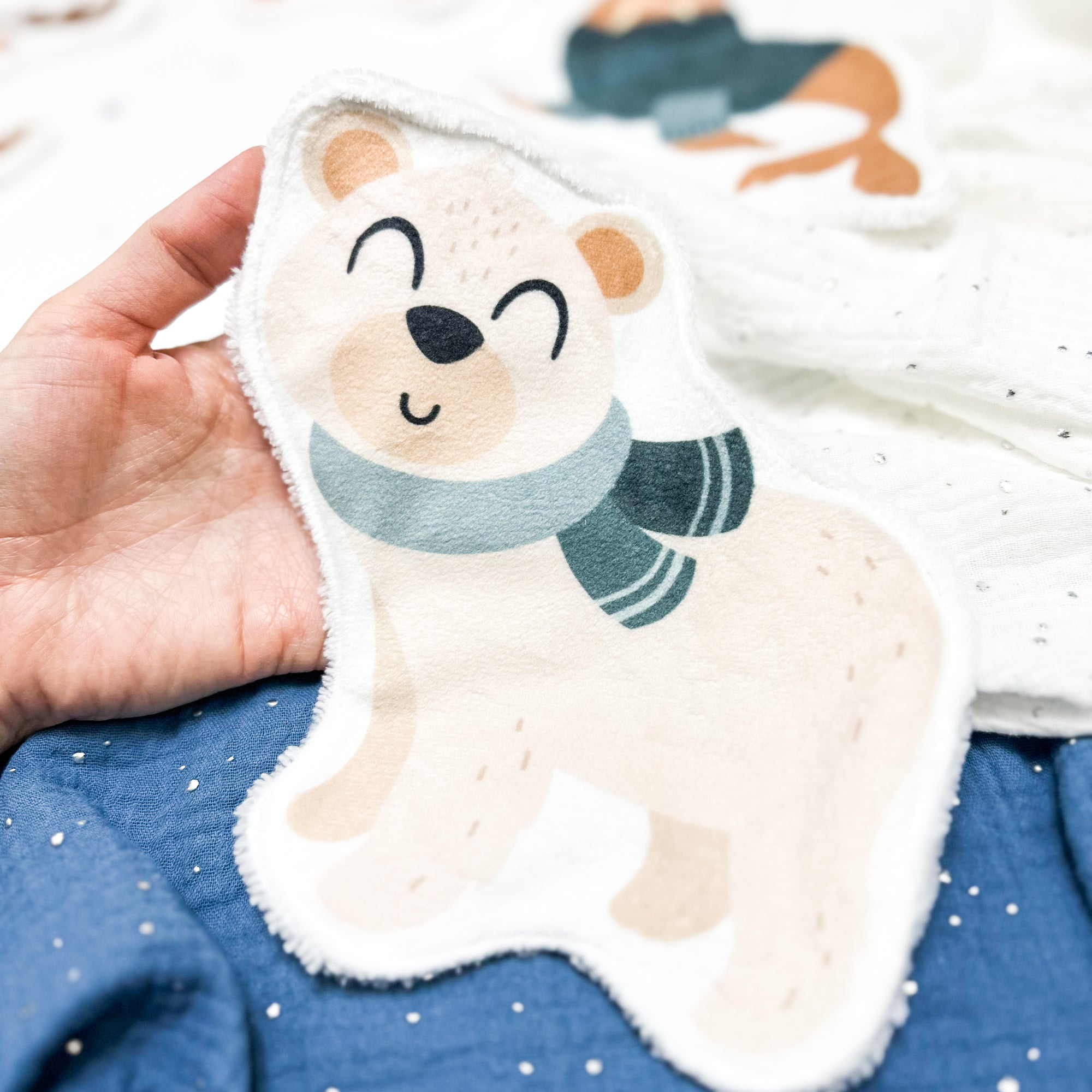 Coton lavable bébé XXL – ours – coton réutilisable et ultra doux