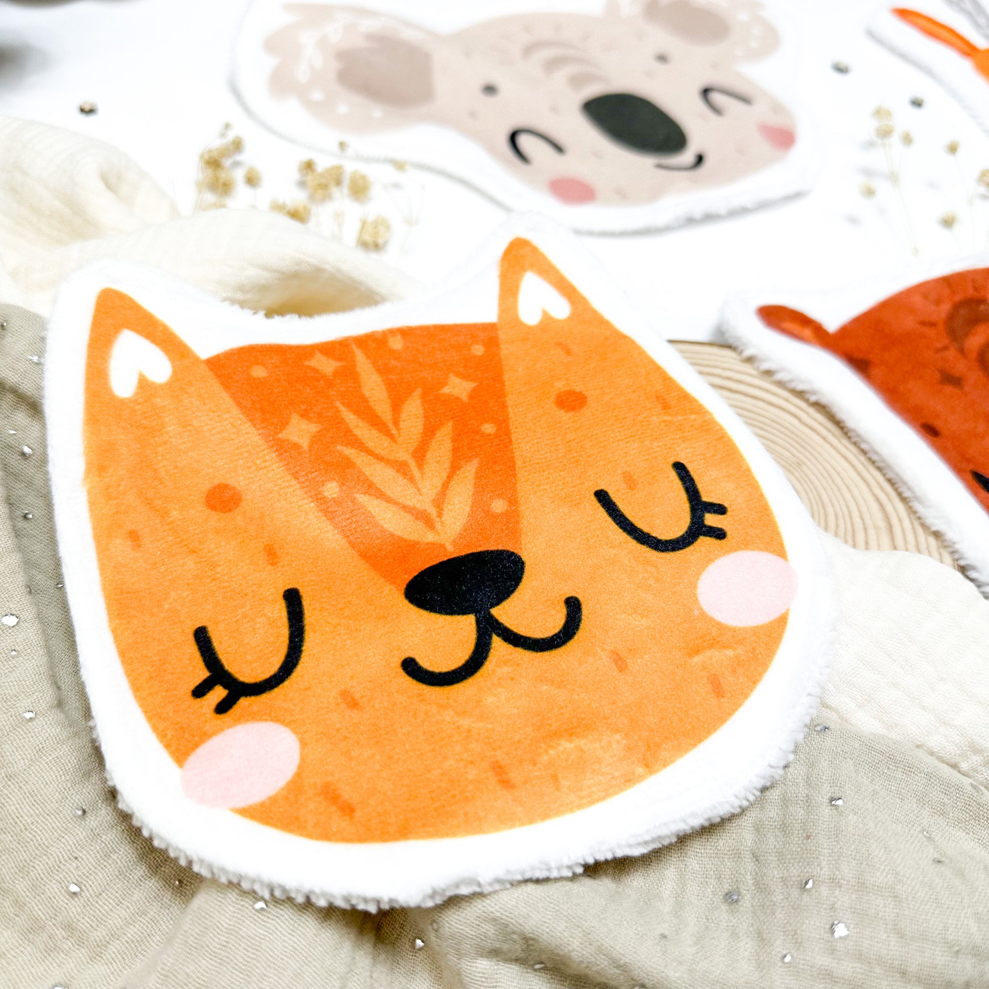 Coton lavable bébé XXL – chat boho – coton réutilisable et ultra doux