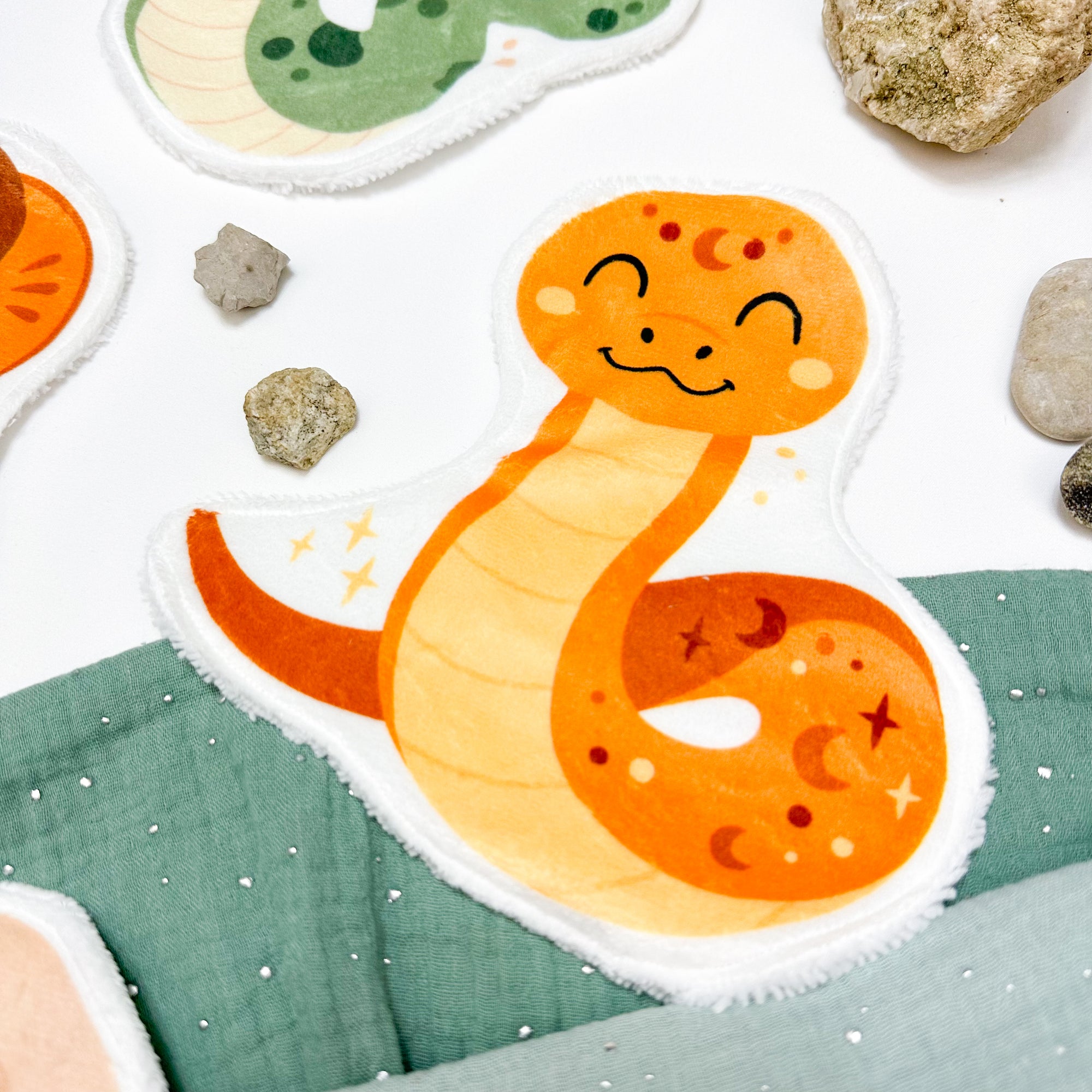 Coton lavable bébé XXL – serpent – coton réutilisable et ultra doux