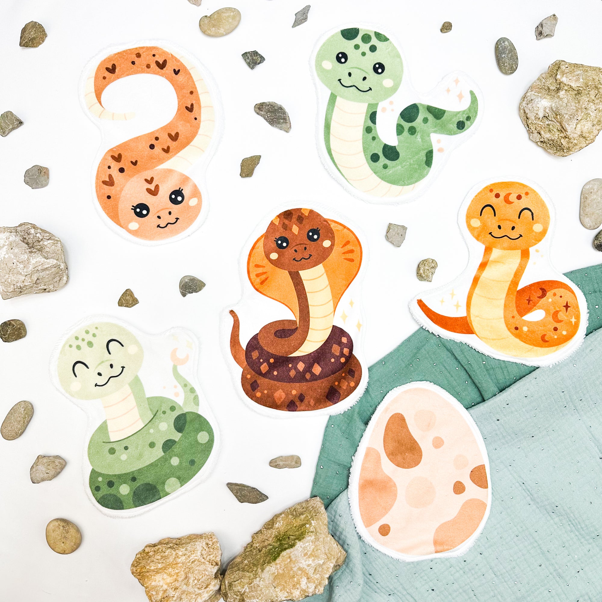 Coton lavable bébé XXL – serpents – coton réutilisable et ultra doux