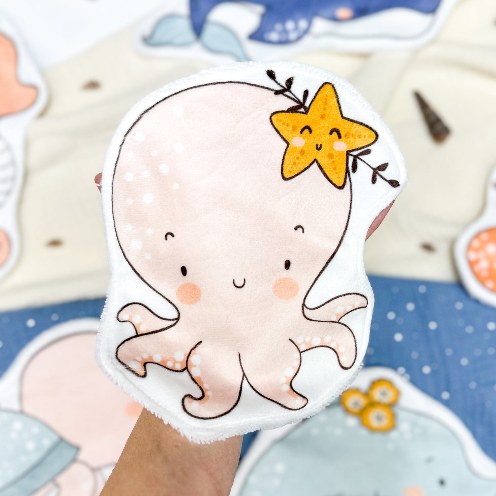 Coton lavable bĂ©bĂ© XXL â pieuvre â coton rĂ©utilisable et ultra doux