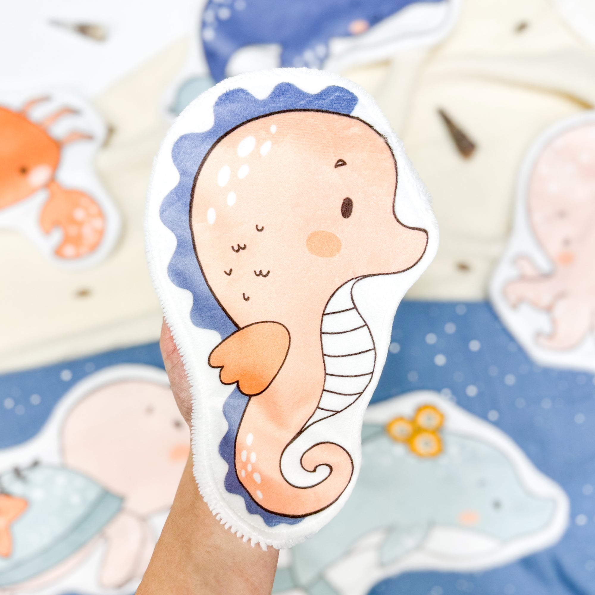 Coton lavable bĂ©bĂ© XXL â hippocampe â coton rĂ©utilisable et ultra doux
