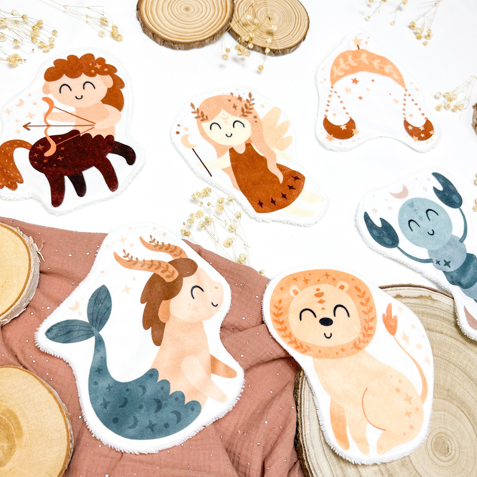 Coton lavable bébé XXL – zodiaque – coton réutilisable et ultra doux