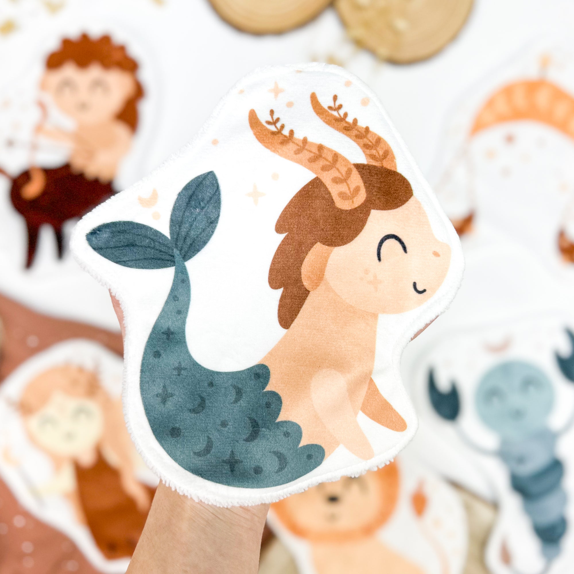 Coton lavable bébé XXL – capricorne zodiaque – coton réutilisable et ultra doux