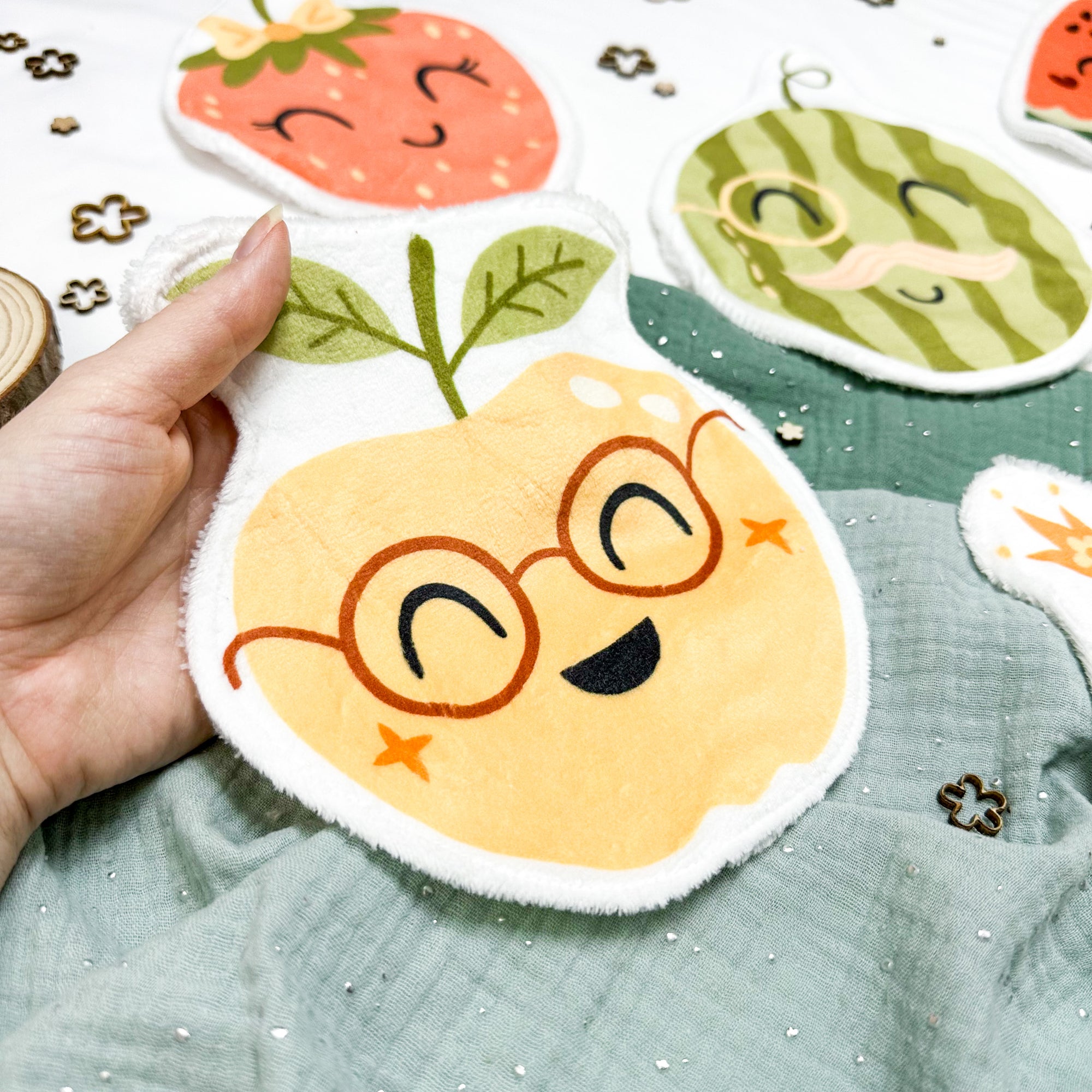 Coton lavable bĂ©bĂ© XXL â pomme rigolote â coton rĂ©utilisable et ultra doux