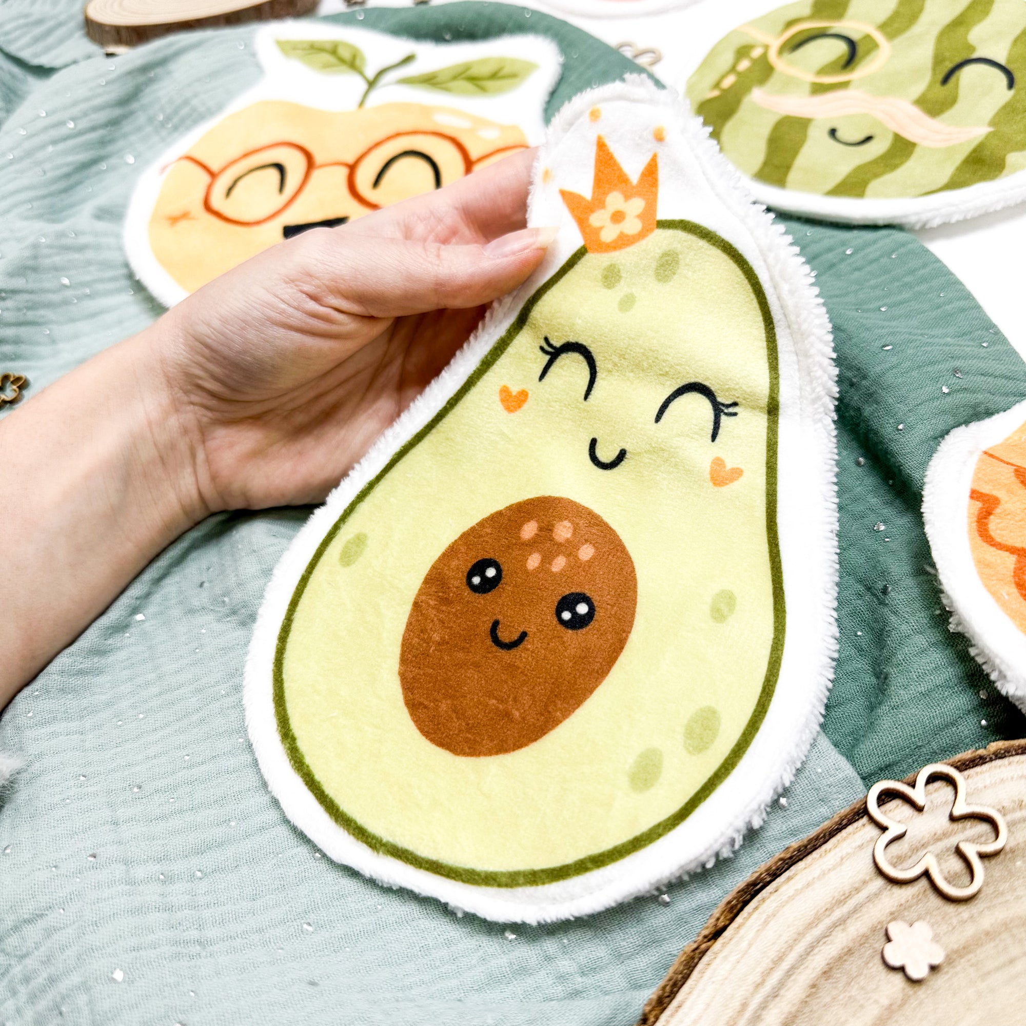 Coton lavable bĂ©bĂ© XXL â avocat rigolo â coton rĂ©utilisable et ultra doux