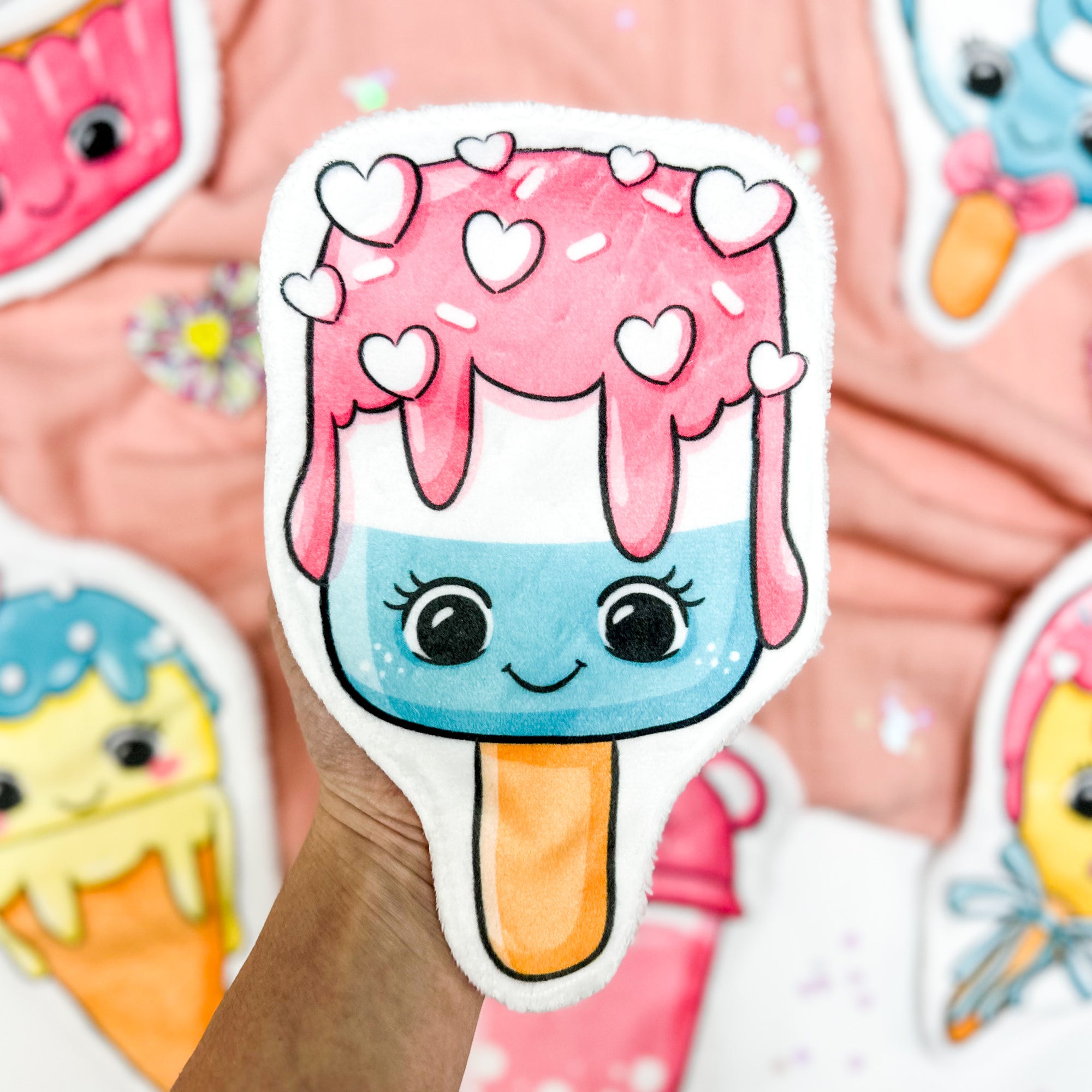 Coton lavable bébé XXL – glace kawaii – coton réutilisable et ultra doux