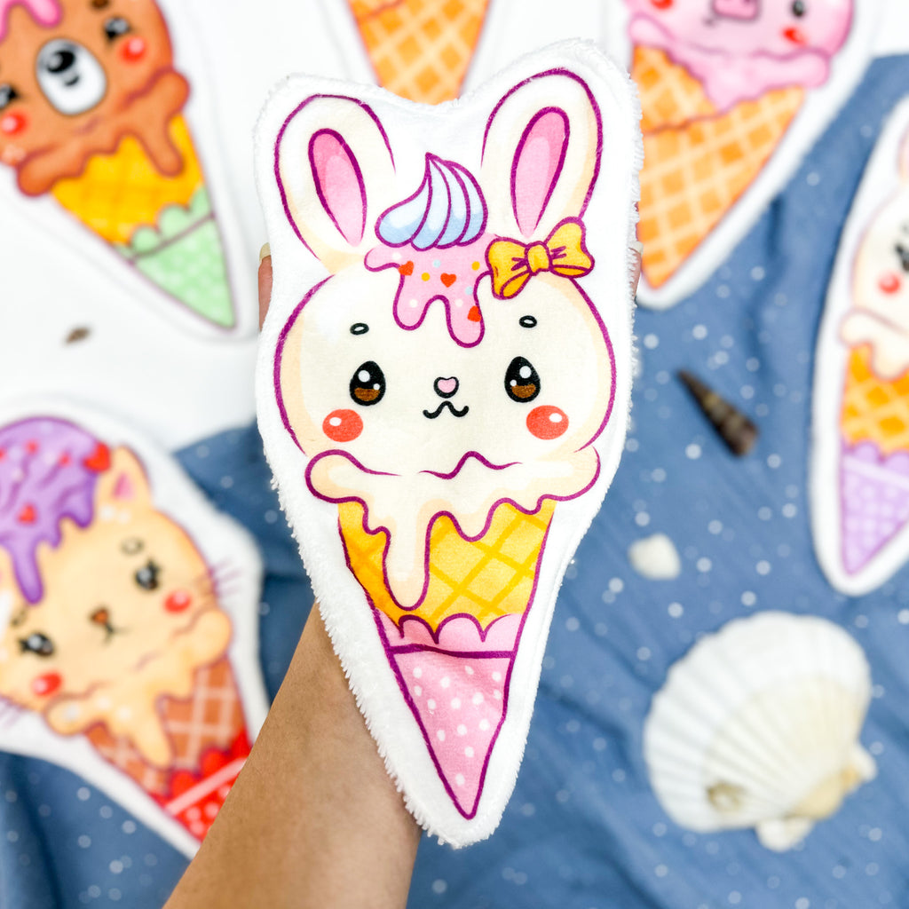 Coton lavable bébé XXL – glace lapin – coton réutilisable et ultra doux