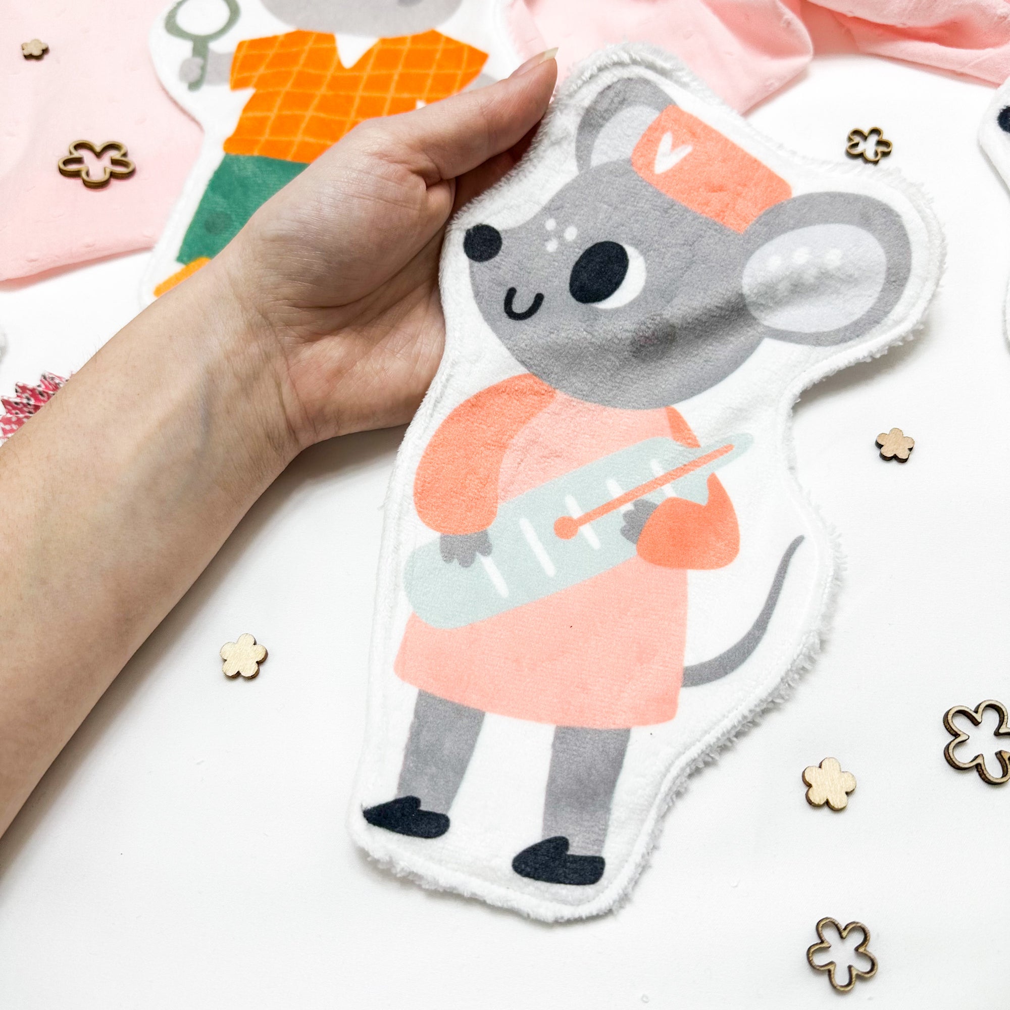 Coton lavable bĂ©bĂ© XXL â infirmiĂšre souris â coton rĂ©utilisable et ultra doux