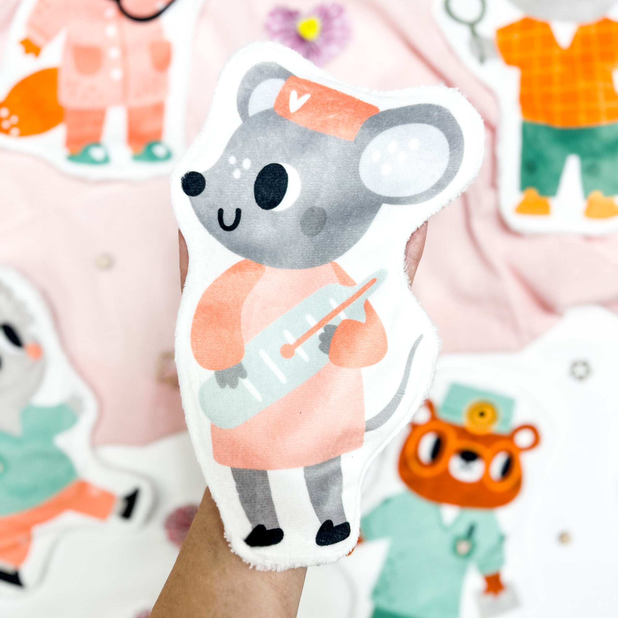 Coton lavable bĂ©bĂ© XXL â infirmiĂšre souris â coton rĂ©utilisable et ultra doux