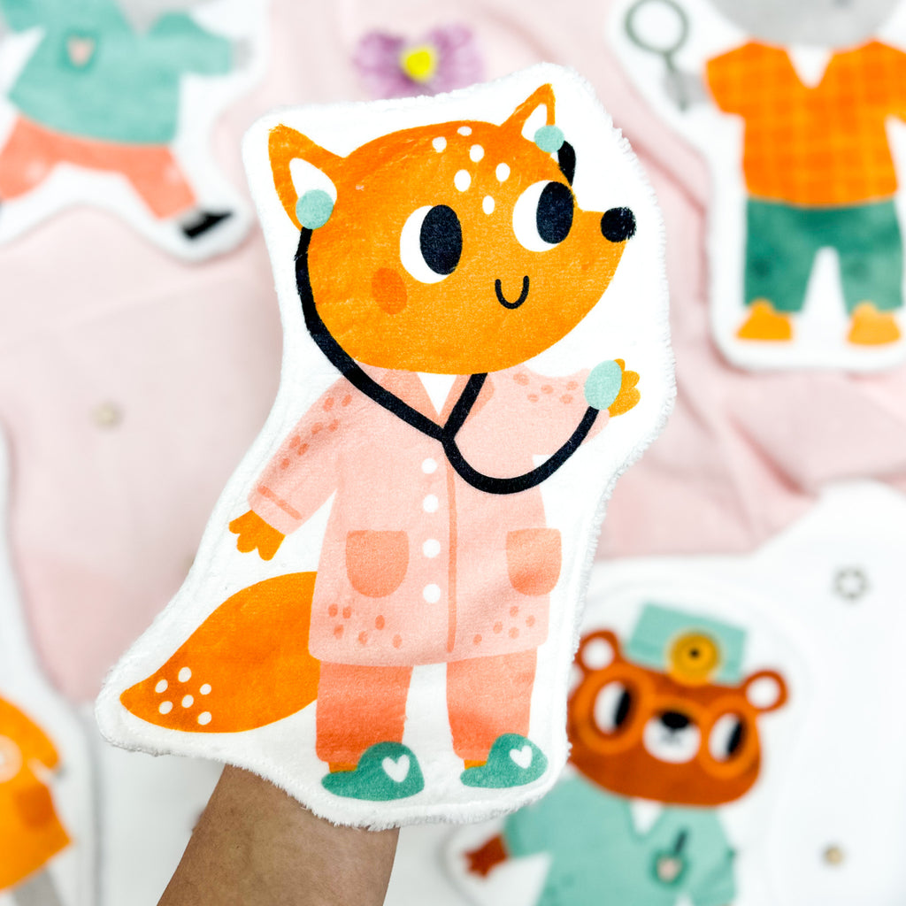 Coton lavable bébé XXL – infirmière renard – coton réutilisable et ultra doux