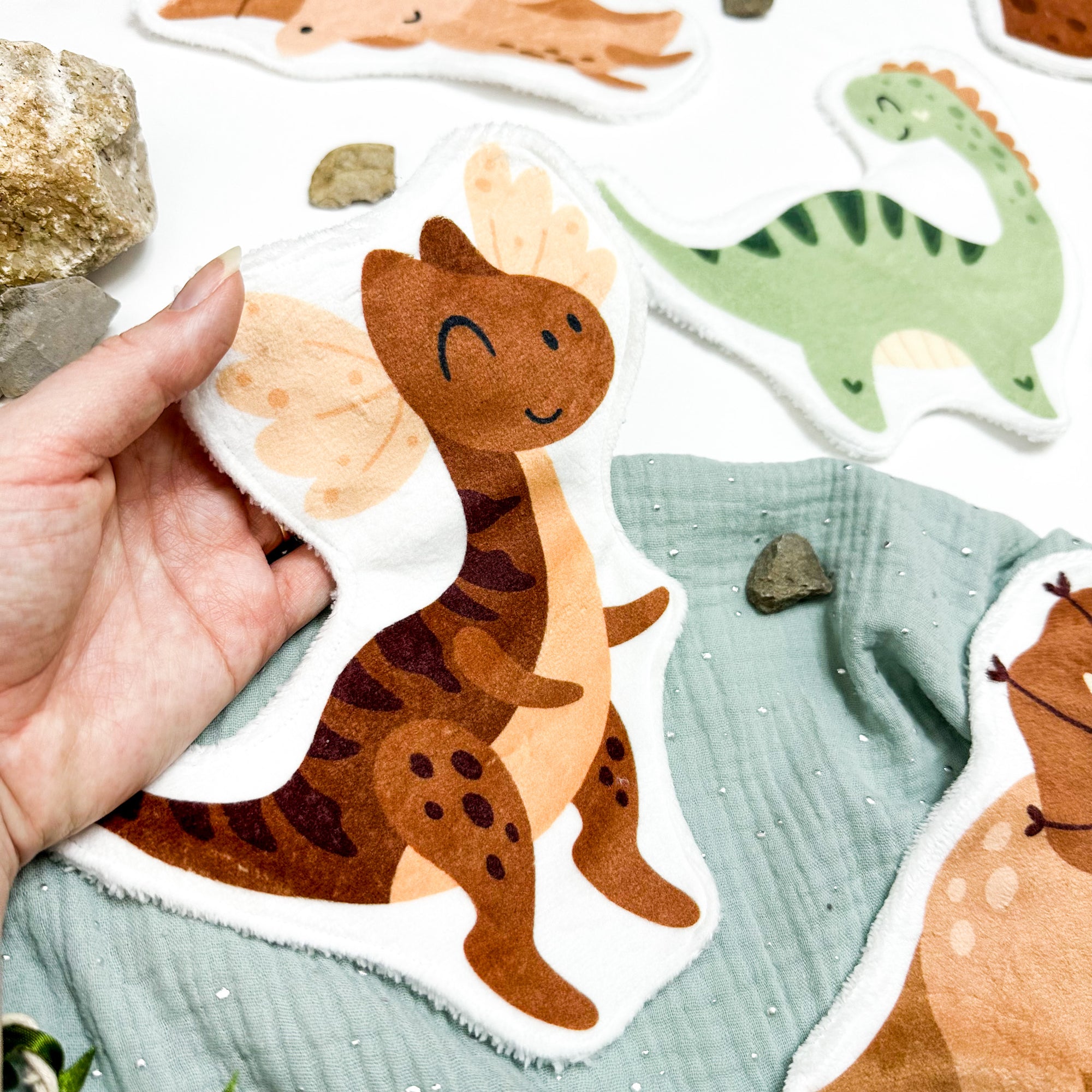 Coton lavable bébé XXL – dinosaure – coton réutilisable et ultra doux