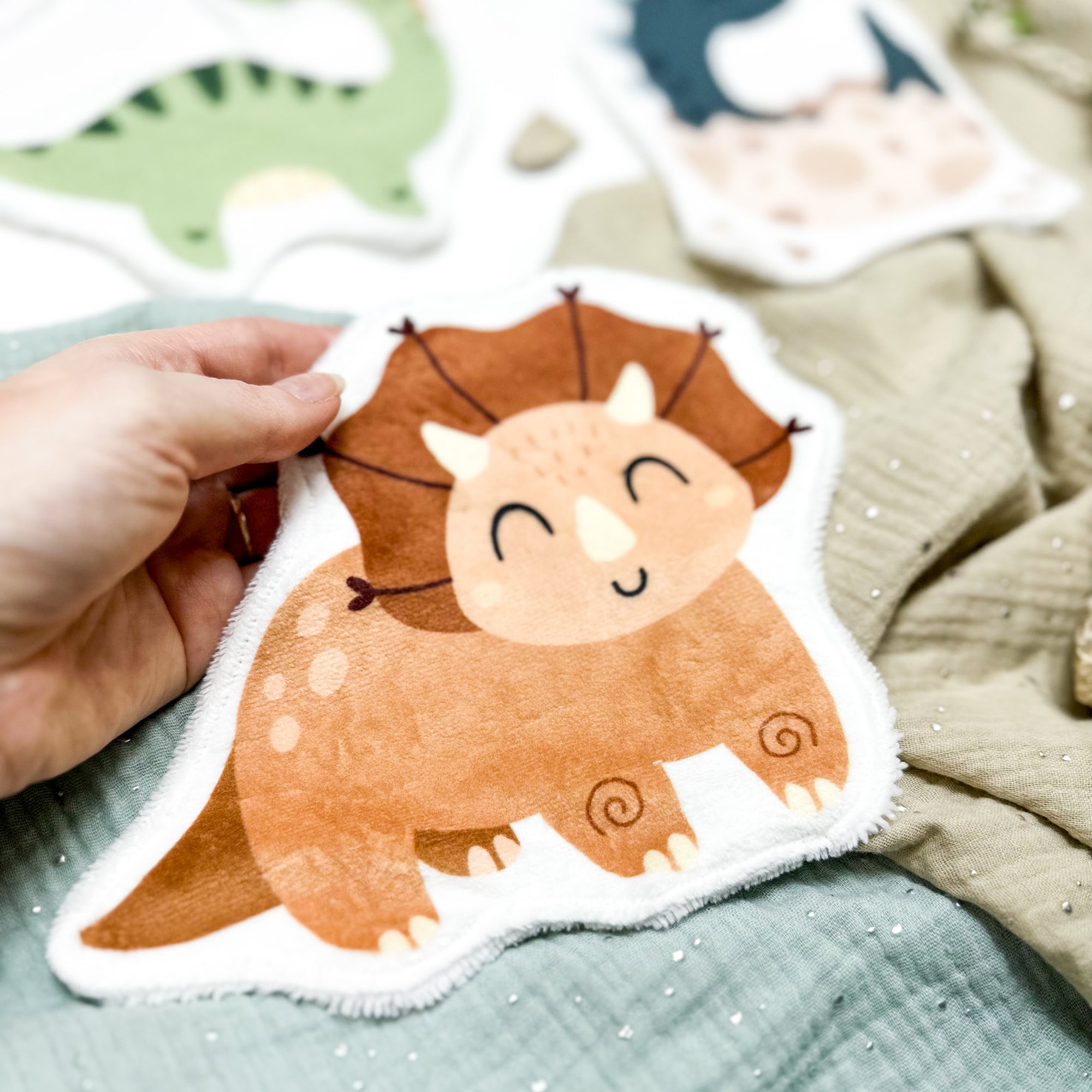 Coton lavable bébé XXL – dinosaure – coton réutilisable et ultra doux