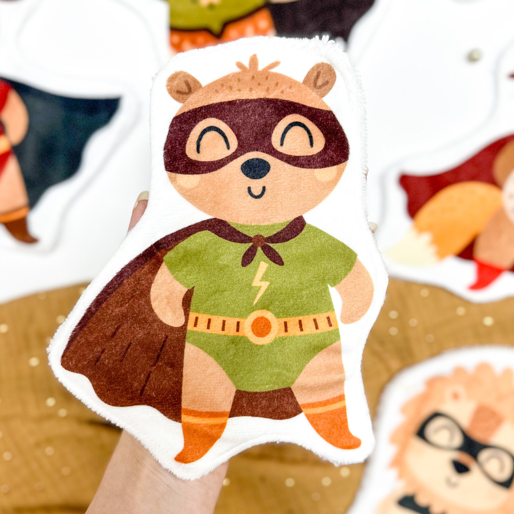 Coton lavable bébé XXL – mini héros écureuil – coton réutilisable et ultra doux