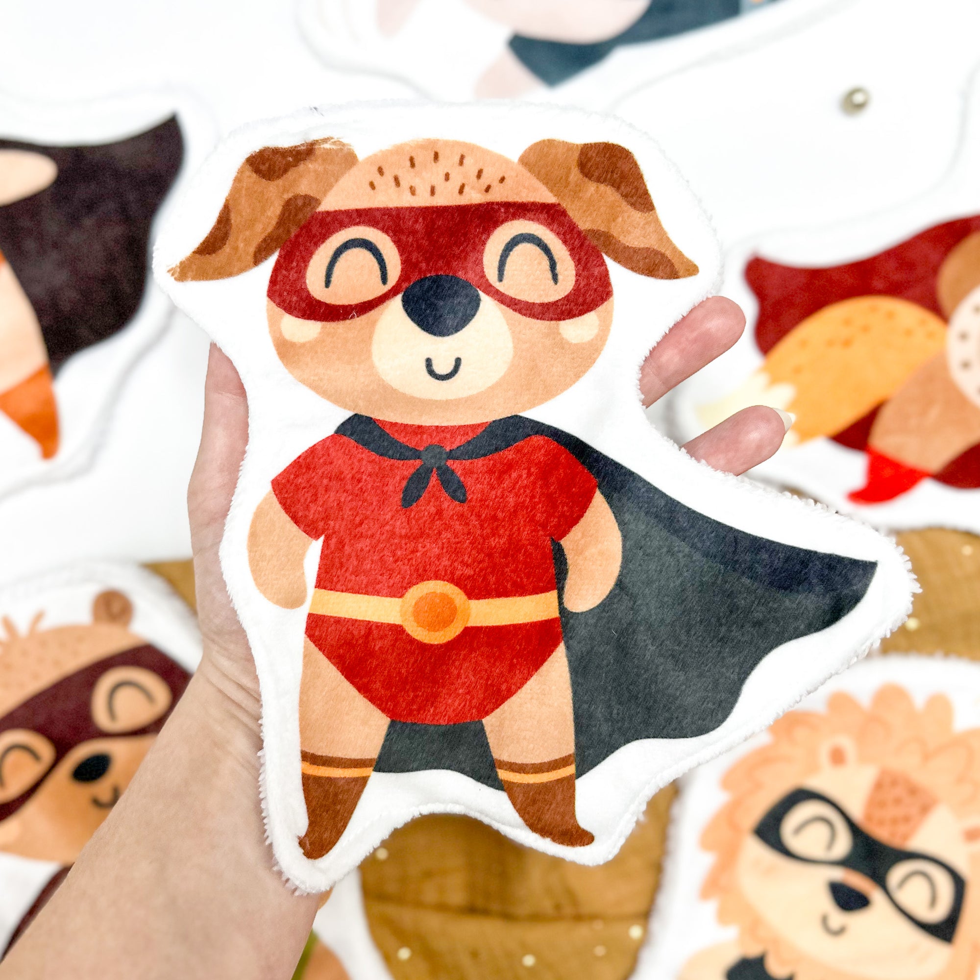 Coton lavable bébé XXL – mini héros chien – coton réutilisable et ultra doux