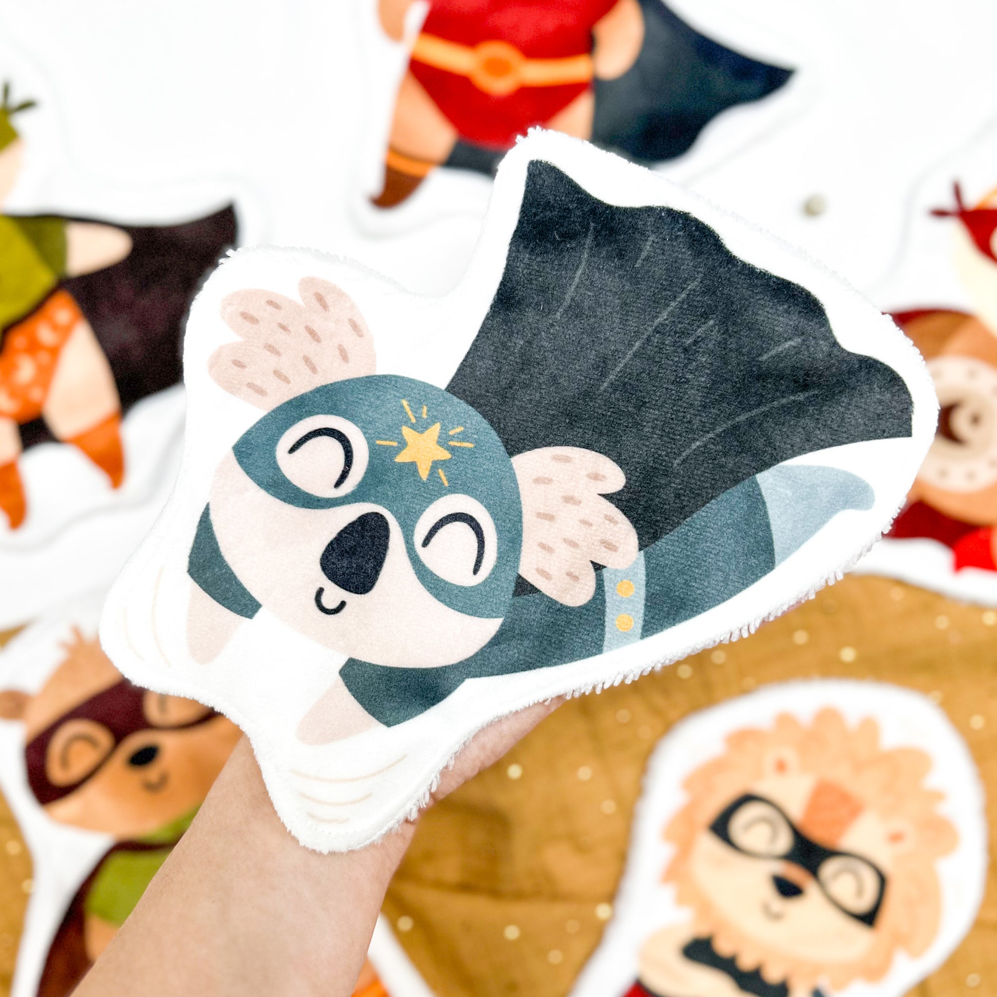 Coton lavable bébé XXL – mini héros koala – coton réutilisable et ultra doux