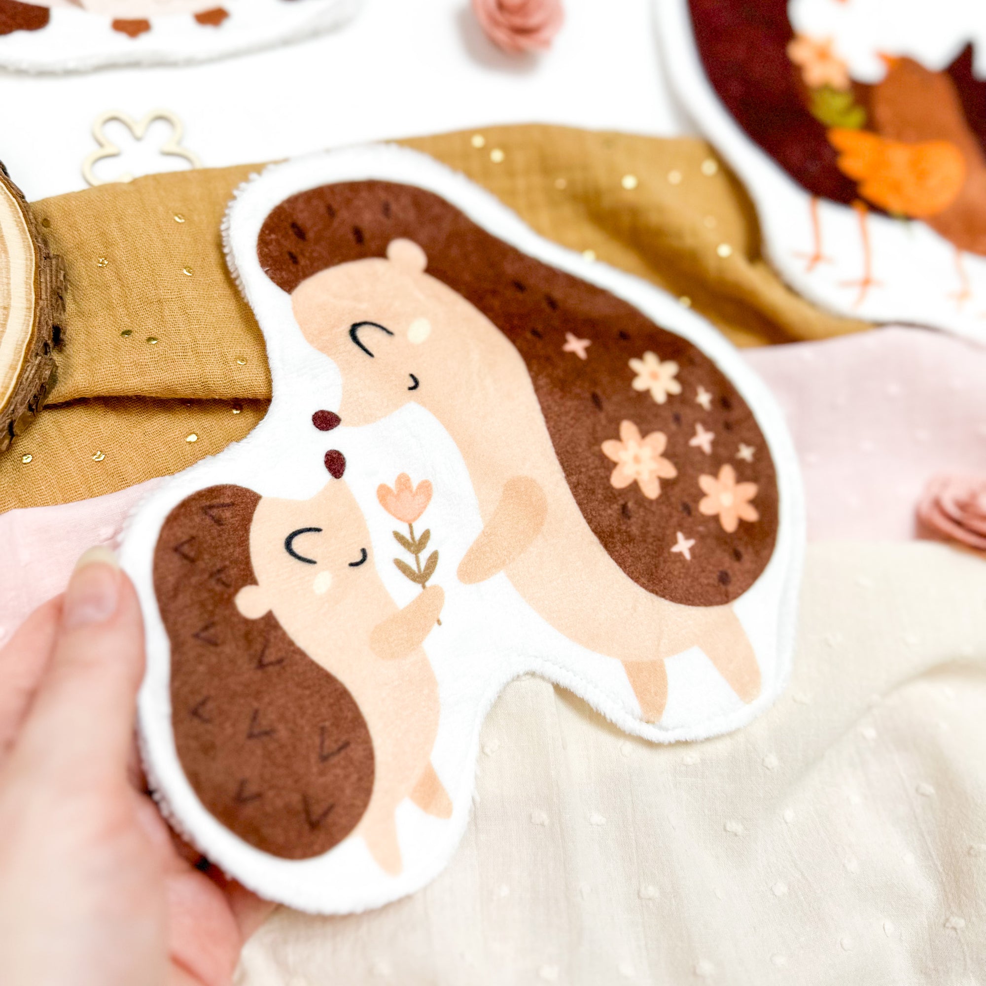 Coton lavable bébé XXL – maman hérisson – coton réutilisable et ultra doux