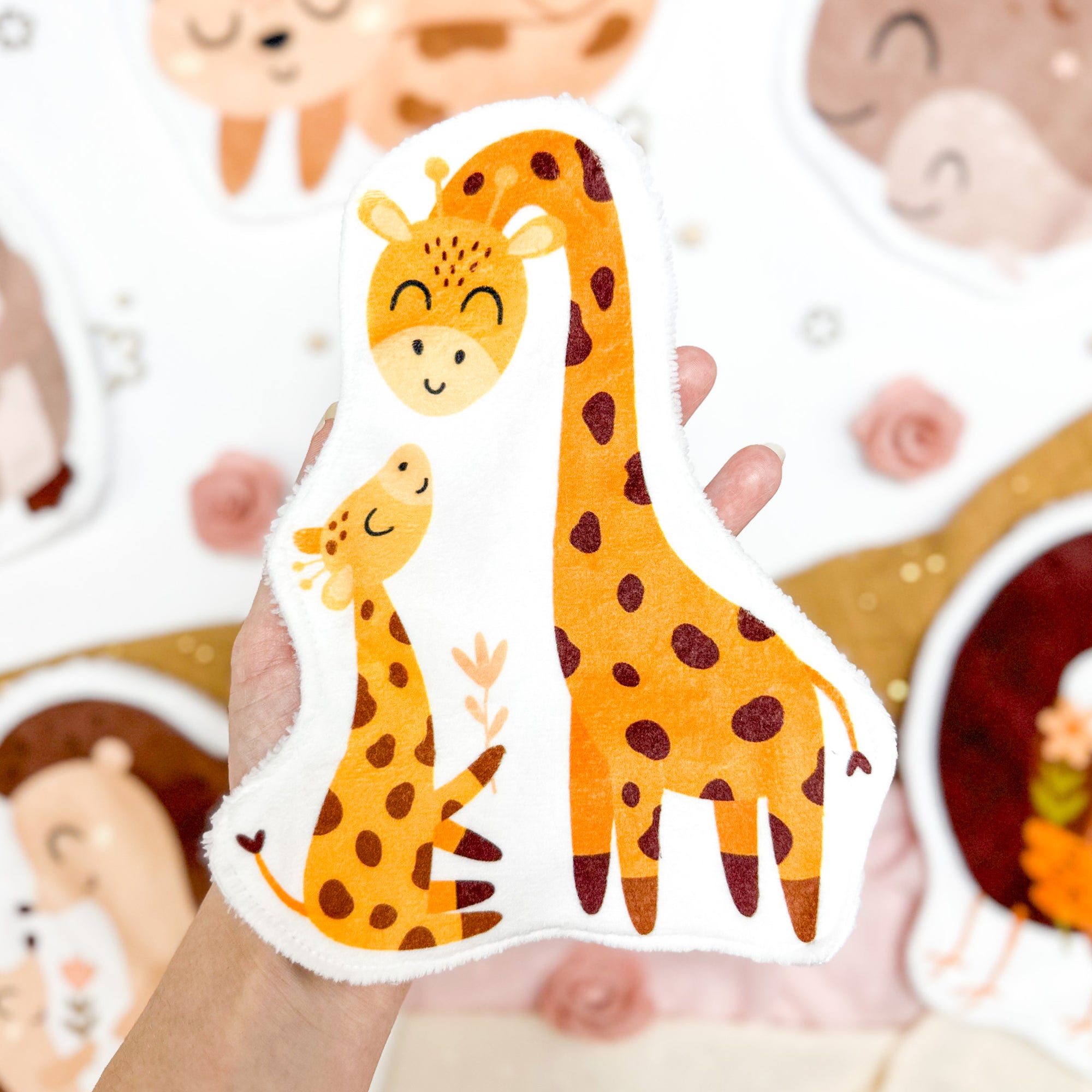 Coton lavable bébé XXL – maman girafe – coton réutilisable et ultra doux