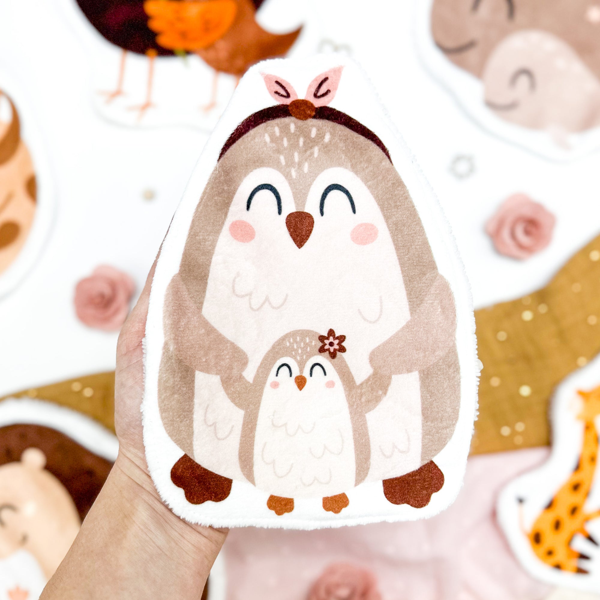 Coton lavable bébé XXL – maman pingouin – coton réutilisable et ultra doux