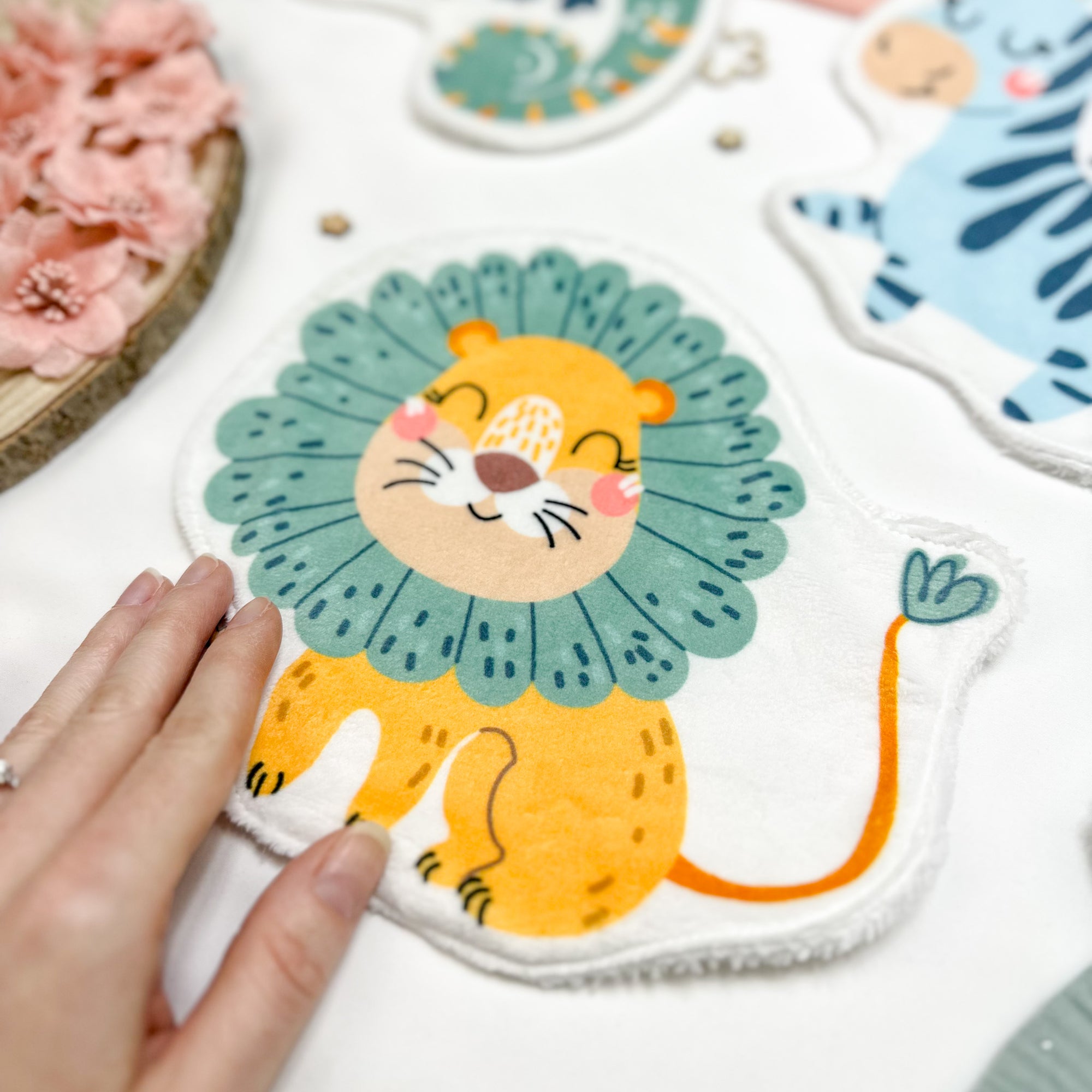 Coton lavable bébé XXL – lion – coton réutilisable et ultra doux