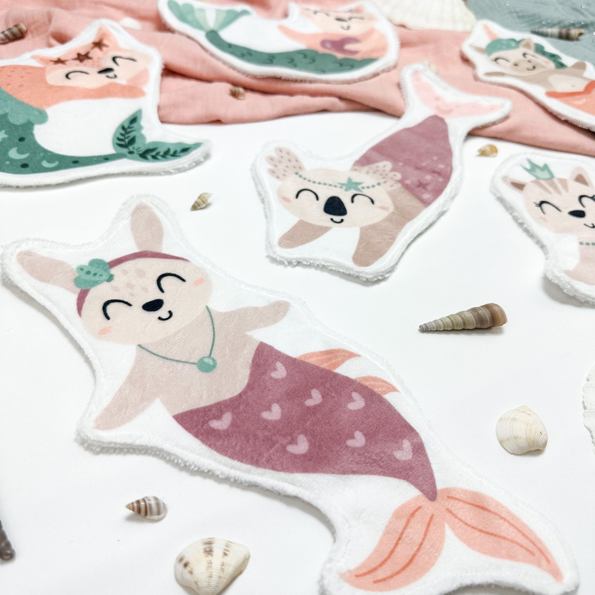 Coton lavable bébé XXL – lapin sirène – coton réutilisable et ultra doux