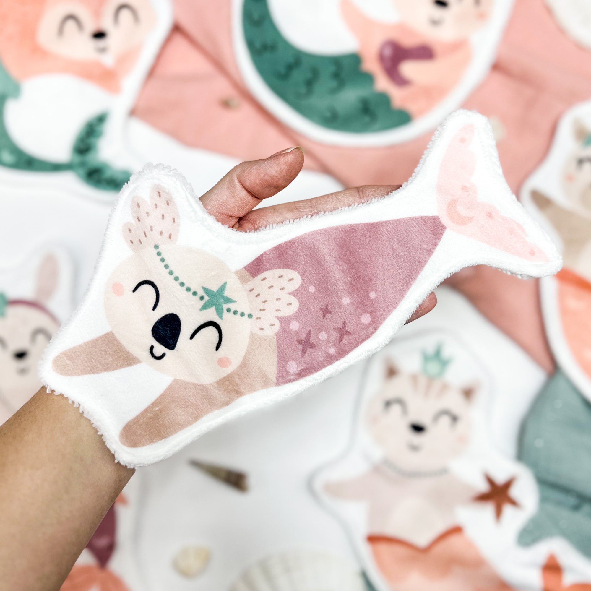 Coton lavable bébé XXL – koala sirène – coton réutilisable et ultra doux