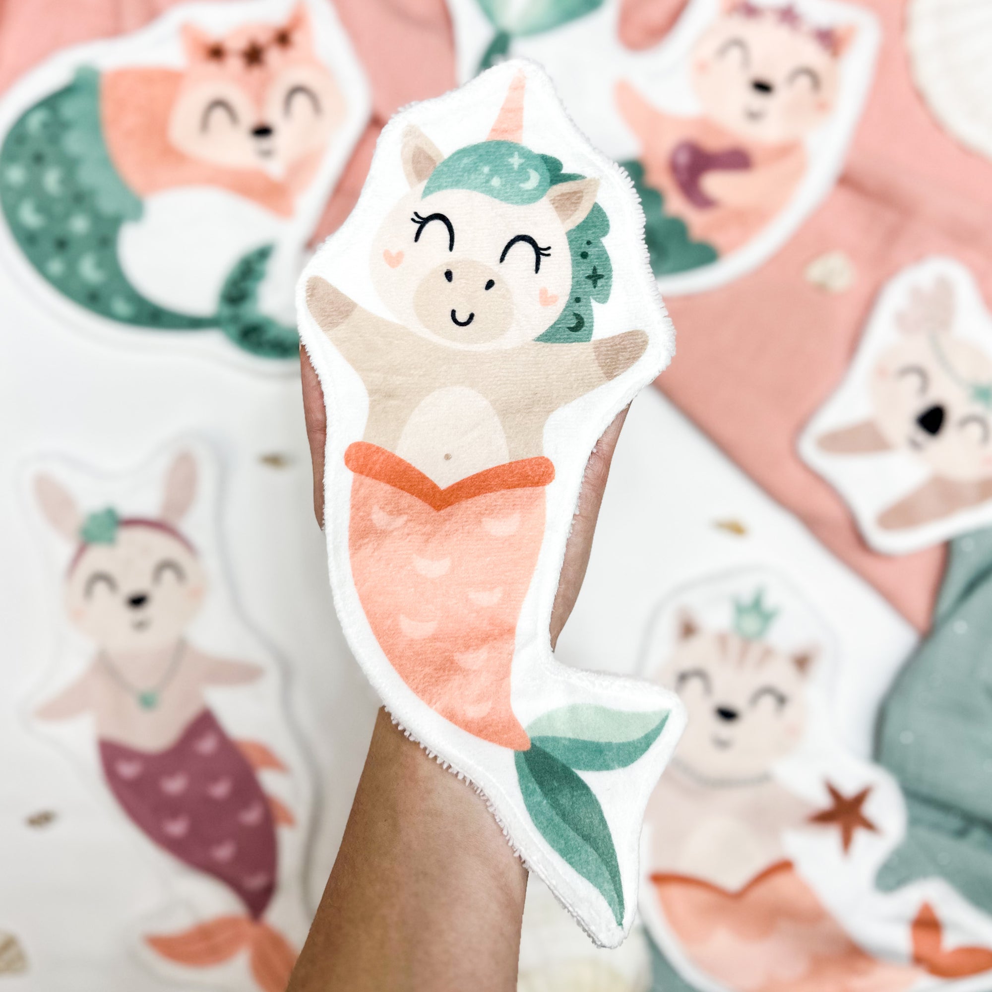 Coton lavable bébé XXL – licorne sirène – coton réutilisable et ultra doux